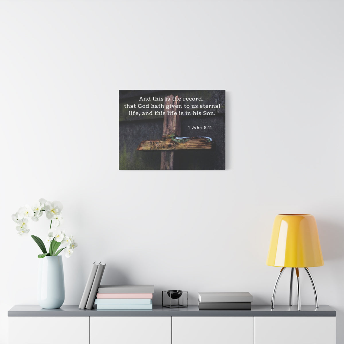 Scripture Walls The Record 1 John 5:11 Bible Verse Canvas Christian Wall Art Ready to Hang-Express Your Love Gifts