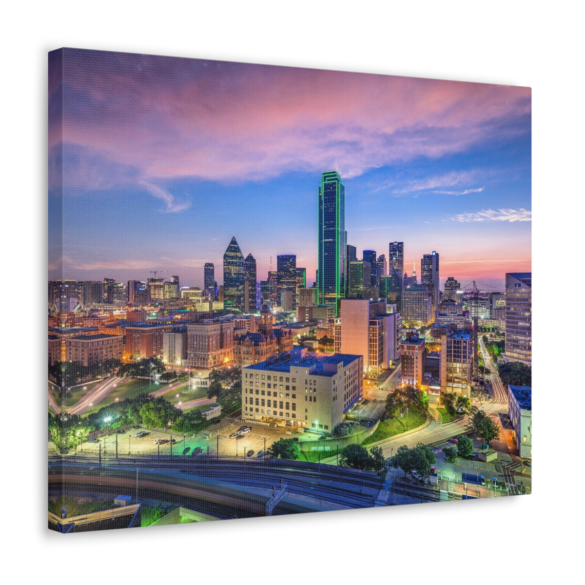 Dallas Night Skyline Canvas Artwork High-Quality Breathtaking Stunning Cityscape for Home Decor Ready to Hang-Express Your Love Gifts