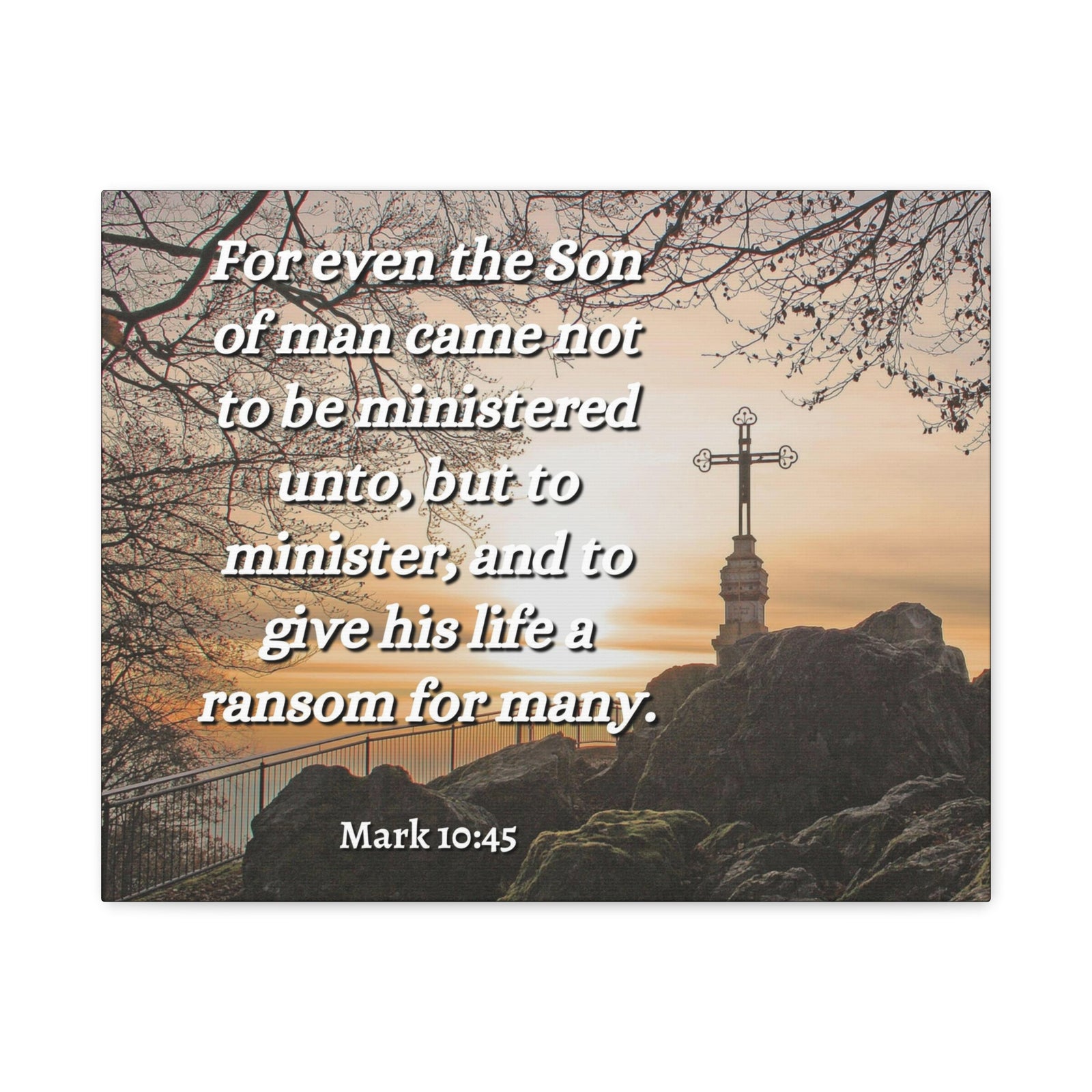 Scripture Canvas Son Of Man Mark 10:45 Christian Wall Art Bible Verse Print Ready to Hang-Express Your Love Gifts