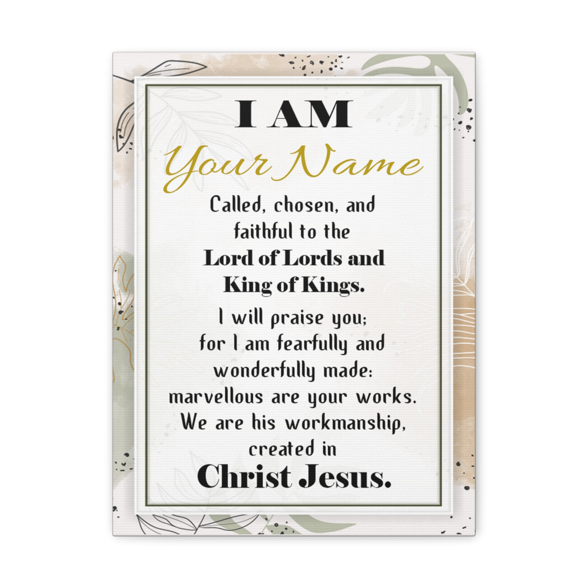 Personalized Called Chosen in Christ's Workmanship Bible Chapter Canvas Christian Wall Art Ready to Hang-Express Your Love Gifts