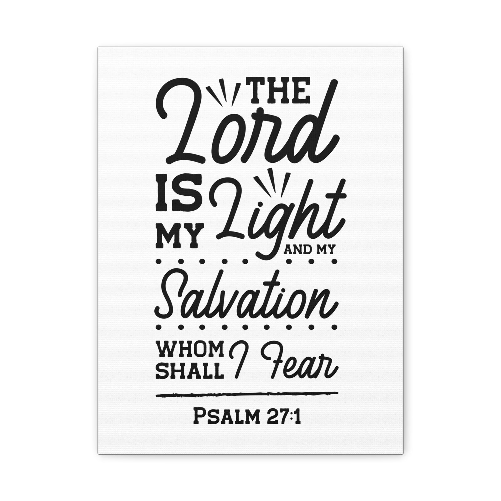 Scripture Canvas Lord Is My Light Psalm 27:1 Christian Wall Art Bible Verse Print Ready to Hang-Express Your Love Gifts