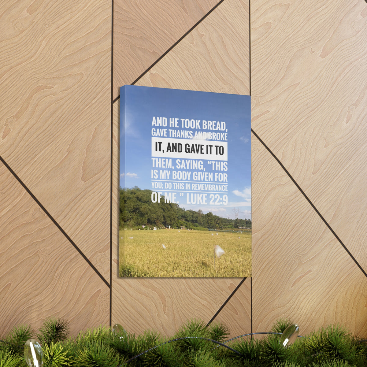 Scripture Canvas Gave Thanks Luke 22:9 Christian Wall Art Bible Verse Print Ready to Hang-Express Your Love Gifts