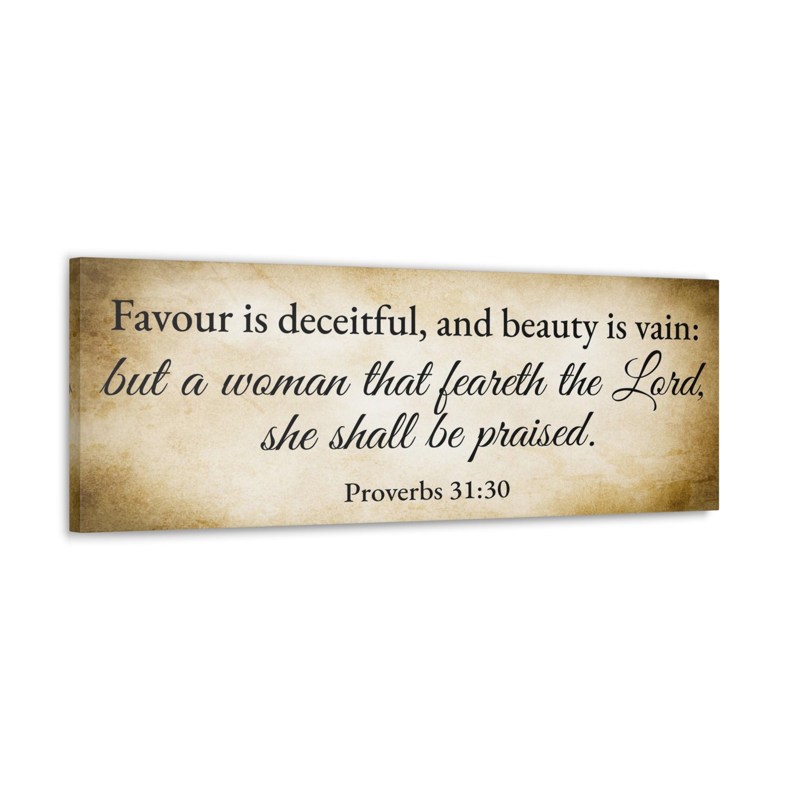 Scripture Walls Proverbs 31:30 Gold Bible Verse Canvas Christian Wall Art Ready to Hang Unframed-Express Your Love Gifts