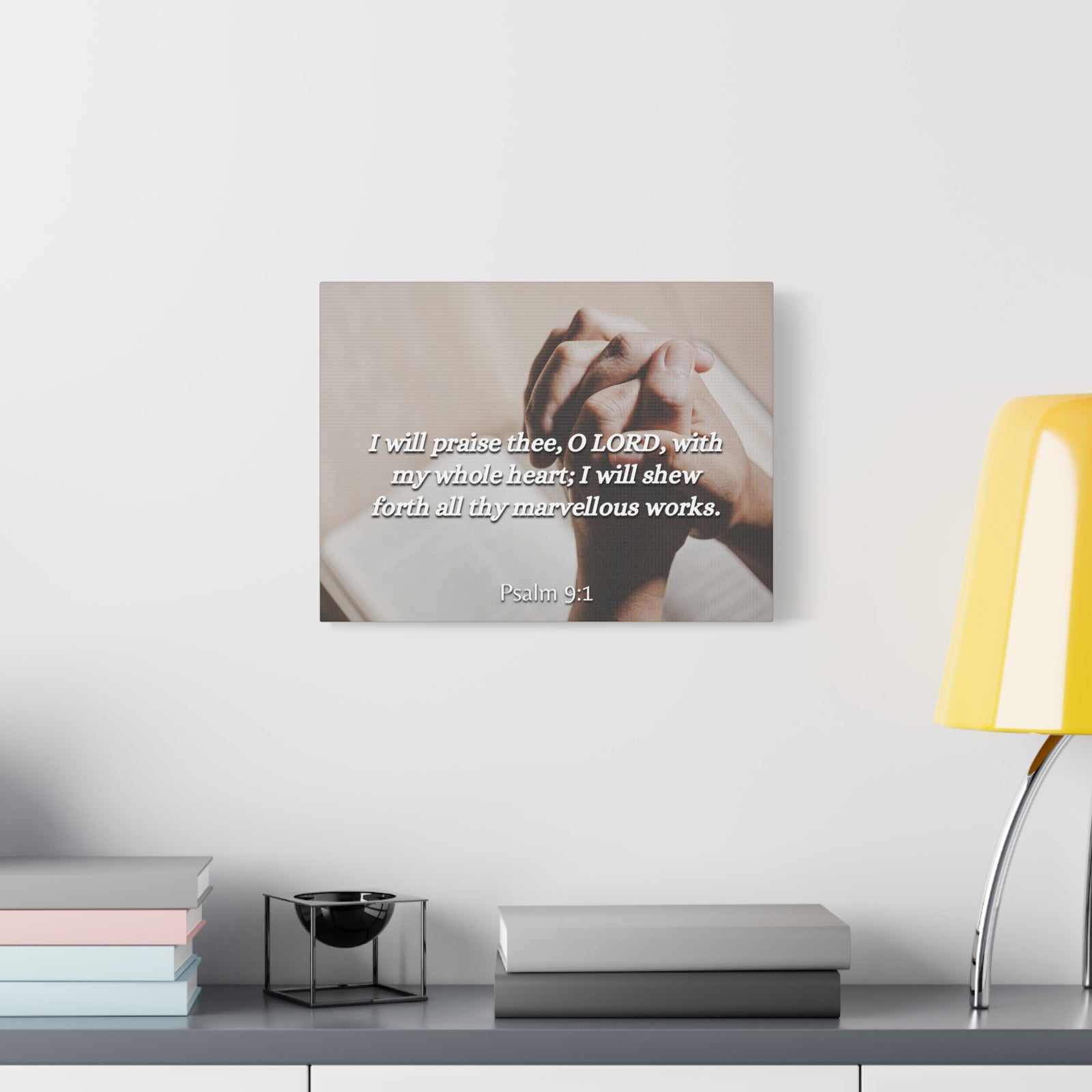Scripture Canvas Marvelous Works Psalms 9:1 Christian Wall Art Bible Verse Print Ready to Hang-Express Your Love Gifts