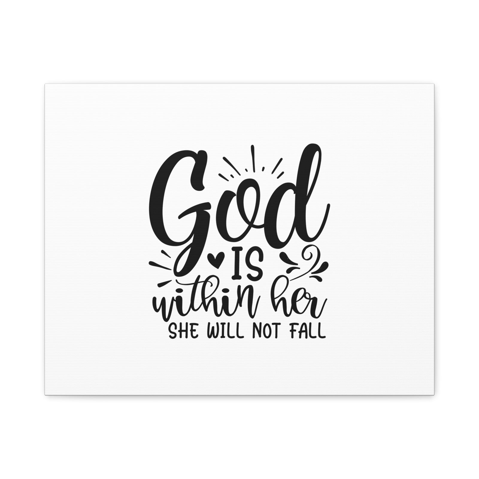 Scripture Canvas She Will Not Fall Psalms 46:5 Heart Christian Wall Art Bible Verse Print Ready to Hang-Express Your Love Gifts