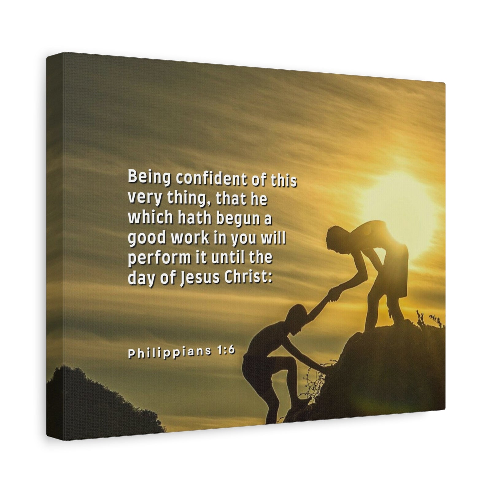 Scripture Canvas Being Confident Philippians 1:6 Christian Wall Art Bible Verse Print Ready to Hang-Express Your Love Gifts