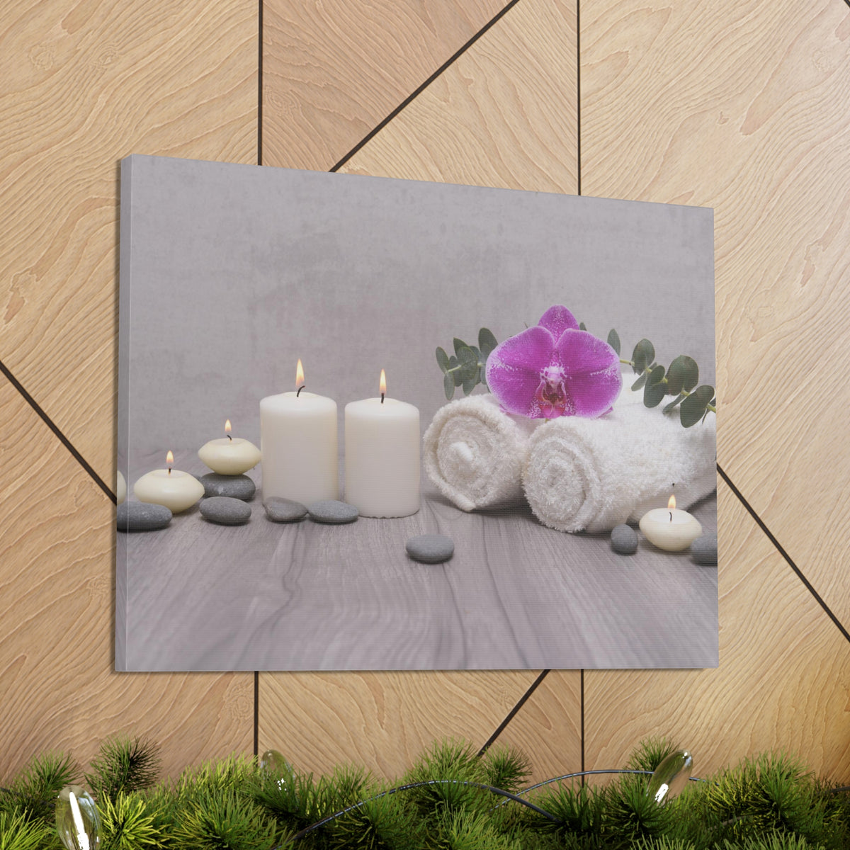 Towel with Green Leaves Forest Floral Nature Photography Canvas Wall Art for Home Decor Ready-to-Hang-Express Your Love Gifts