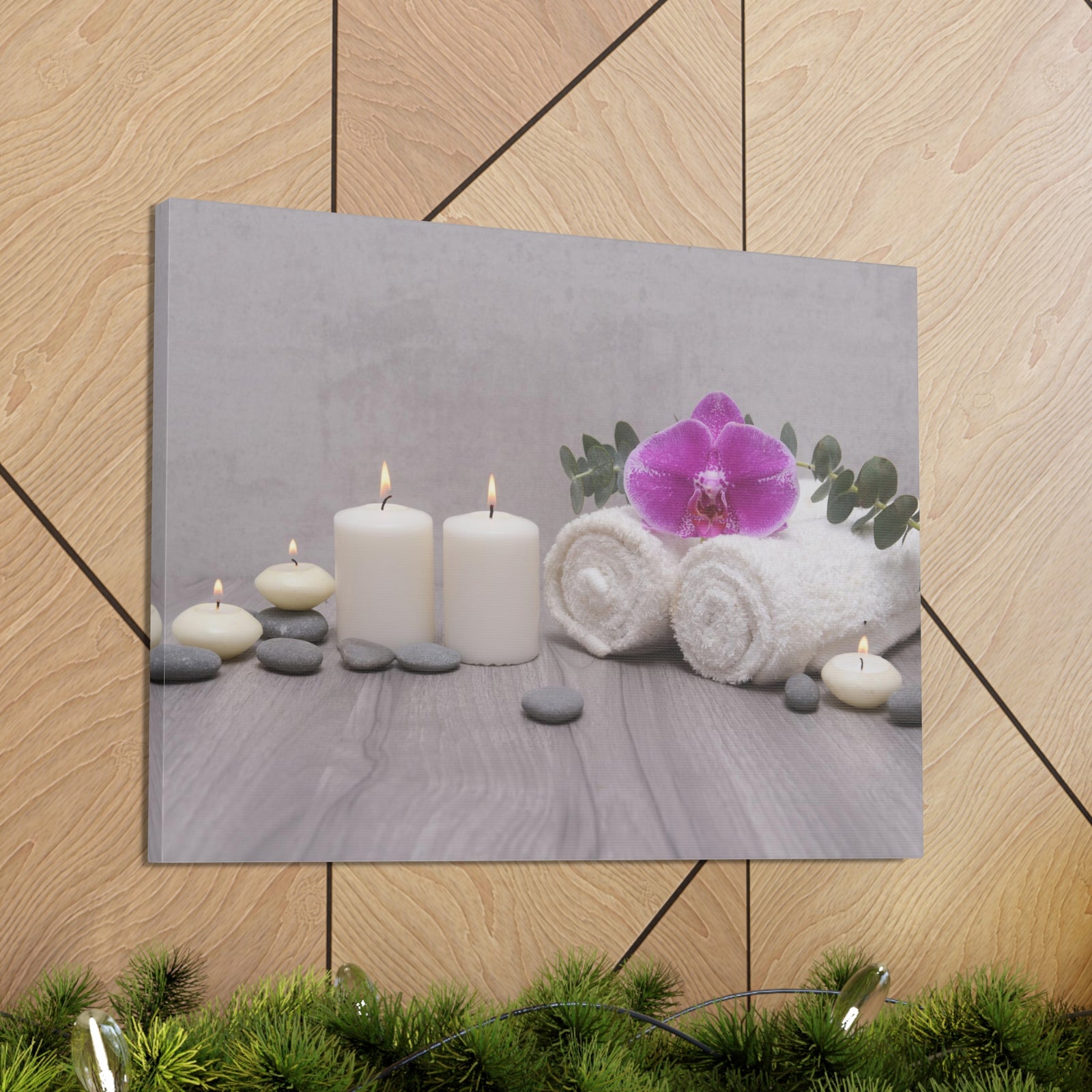 Towel with Green Leaves Forest Floral Nature Photography Canvas Wall Art for Home Decor Ready-to-Hang-Express Your Love Gifts