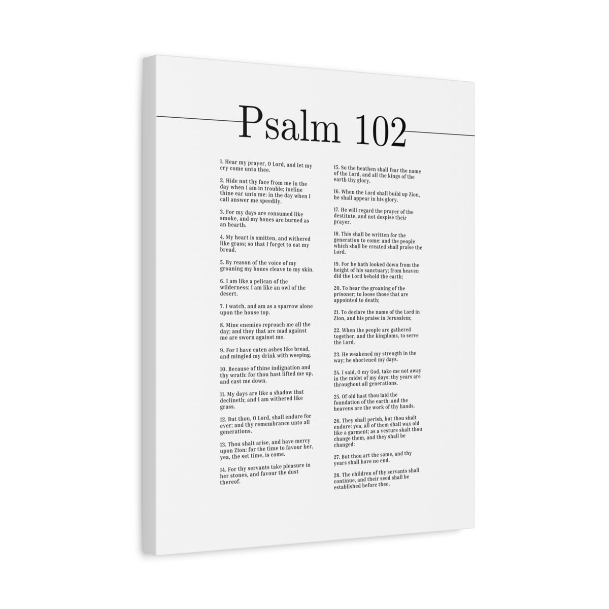 Scripture Canvas Hear My Prayer, O Lord Psalm 102 Christian Wall Art Bible Verse Print Ready to Hang-Express Your Love Gifts