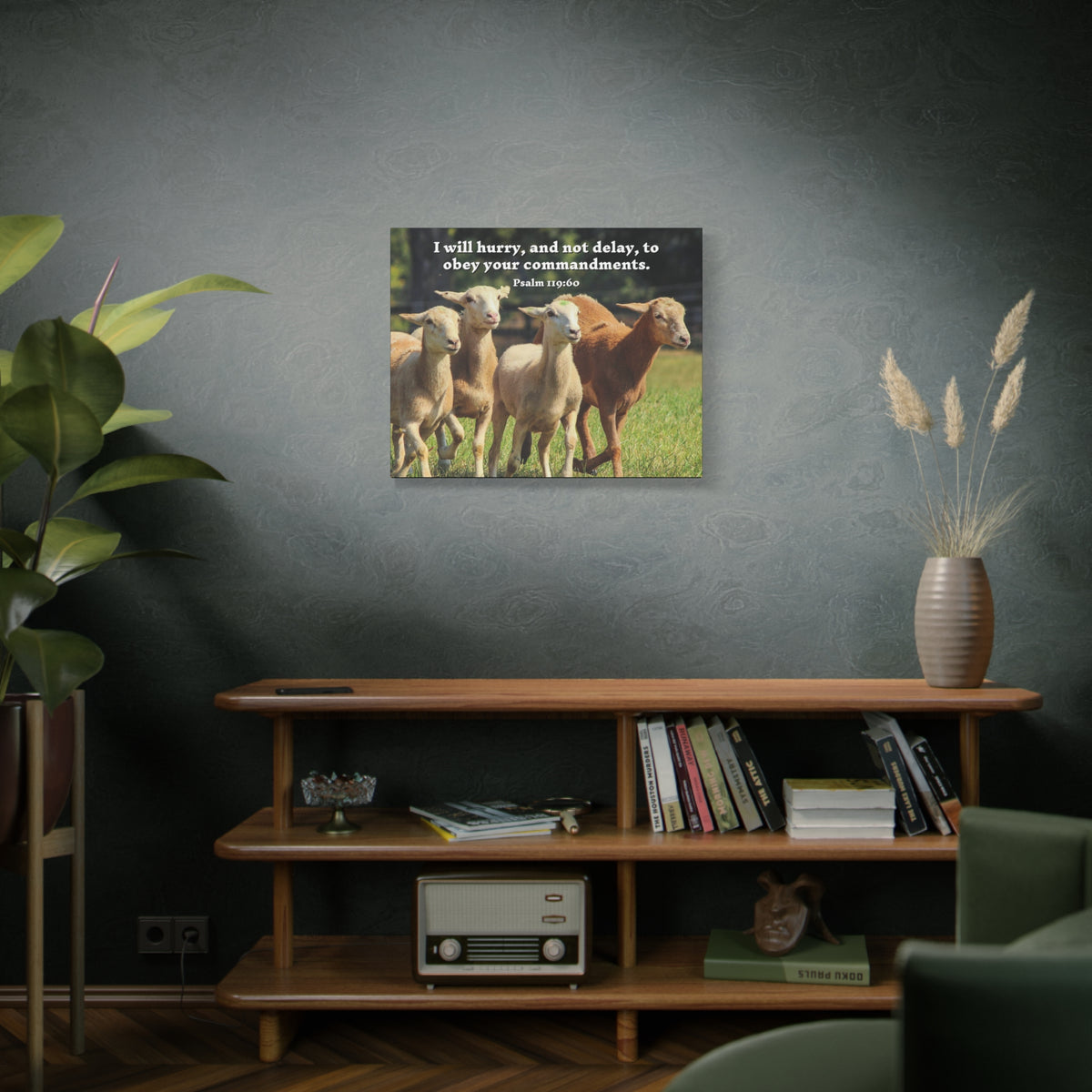 Scripture Canvas Obey Your Commandments Psalm 119:60 Christian Wall Art Bible Verse Print Ready to Hang-Express Your Love Gifts