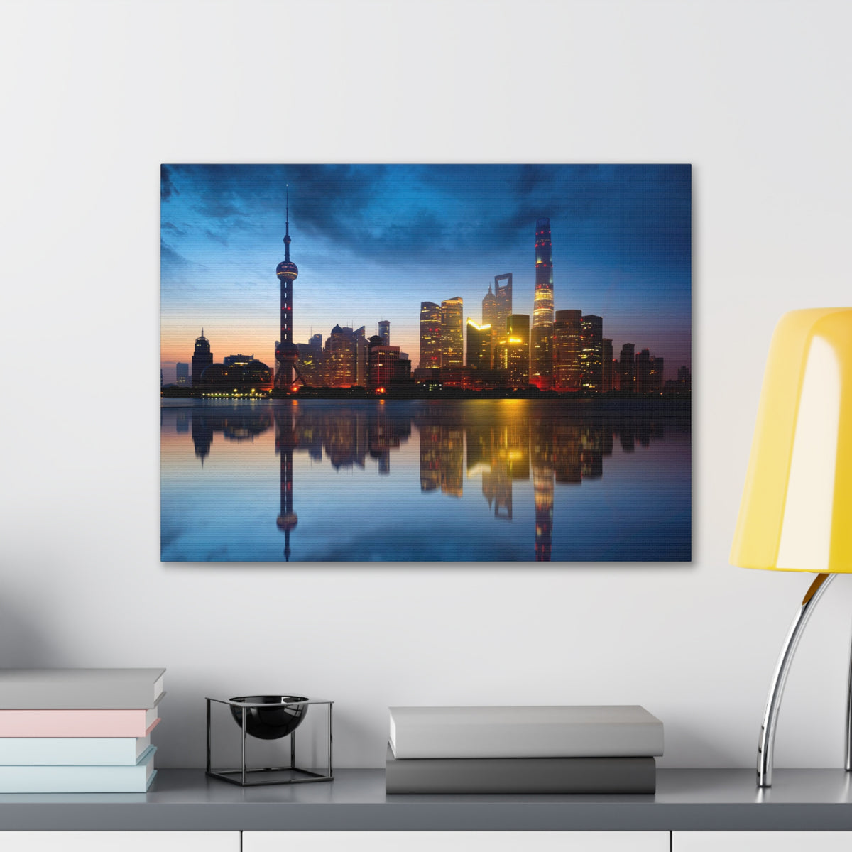 Shanghai Night Skyline Canvas Artwork High-Quality Breathtaking Stunning Cityscape for Home Decor Ready to Hang-Express Your Love Gifts