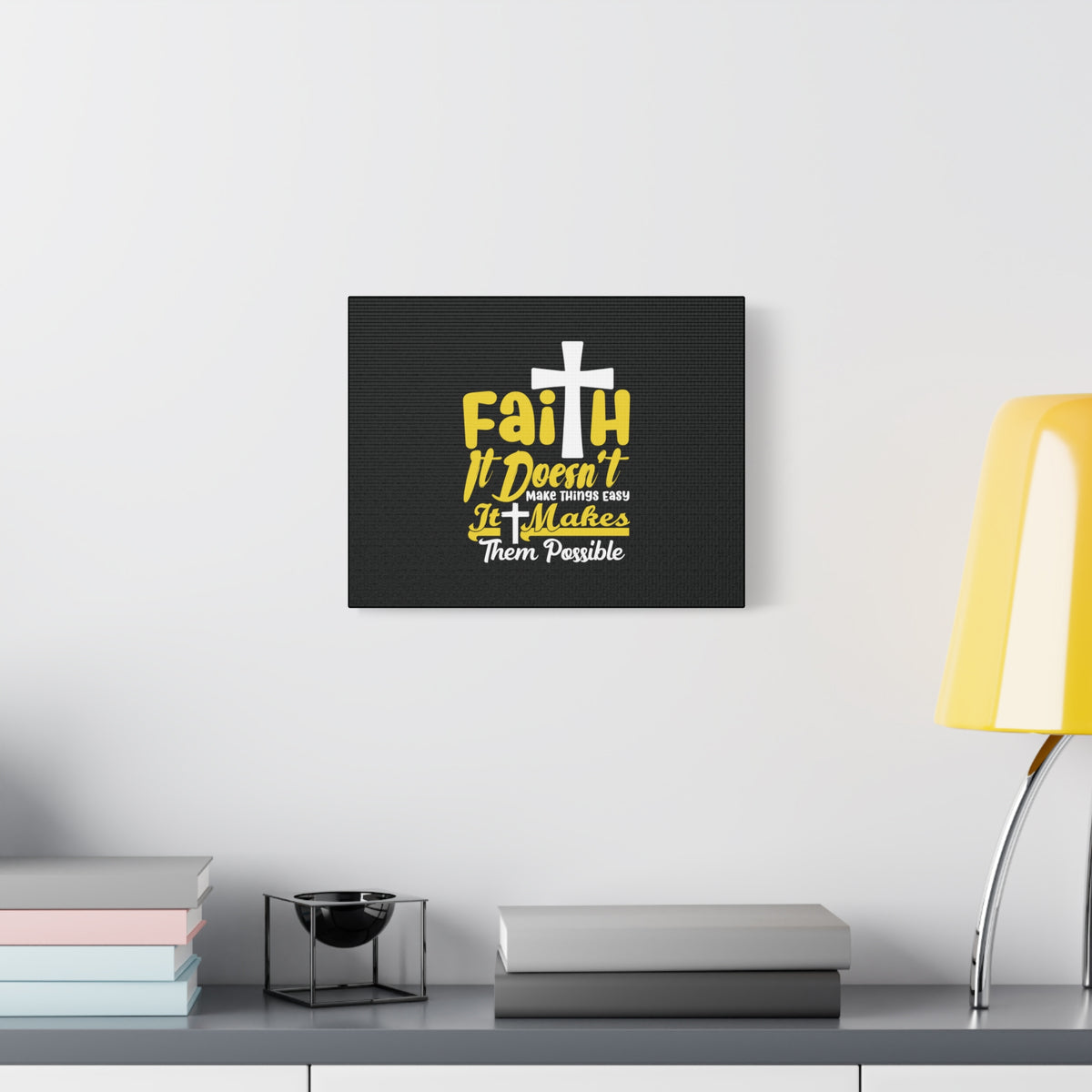 Scripture Canvas Faith Yellow Luke 1:37 Christian Wall Art Bible Verse Print Ready to Hang-Express Your Love Gifts