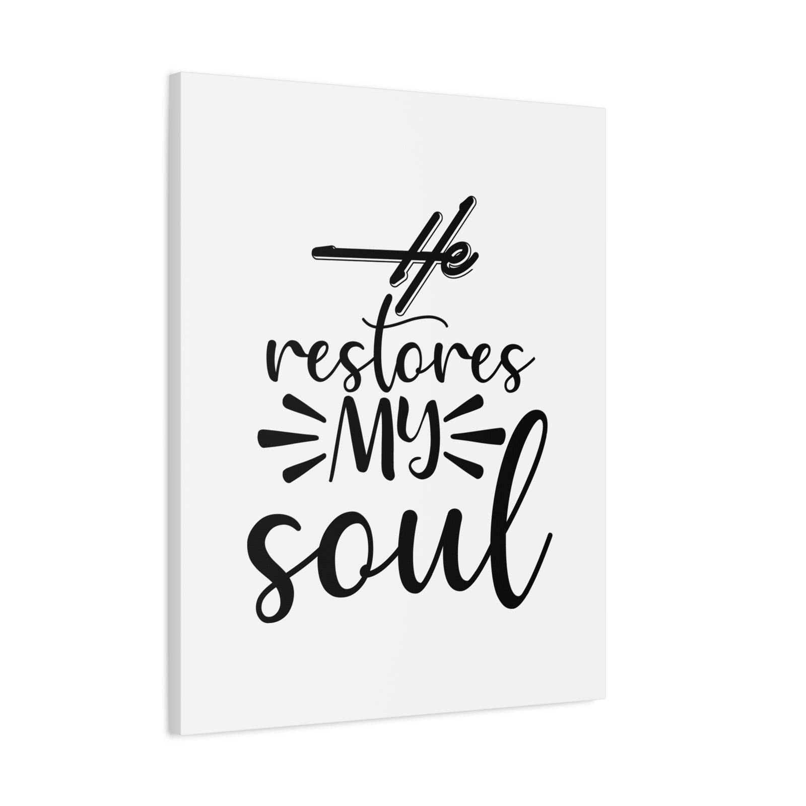Scripture Canvas He Restores My Soul Psalm 23:3 Christian Wall Art Bible Verse Print Ready to Hang-Express Your Love Gifts