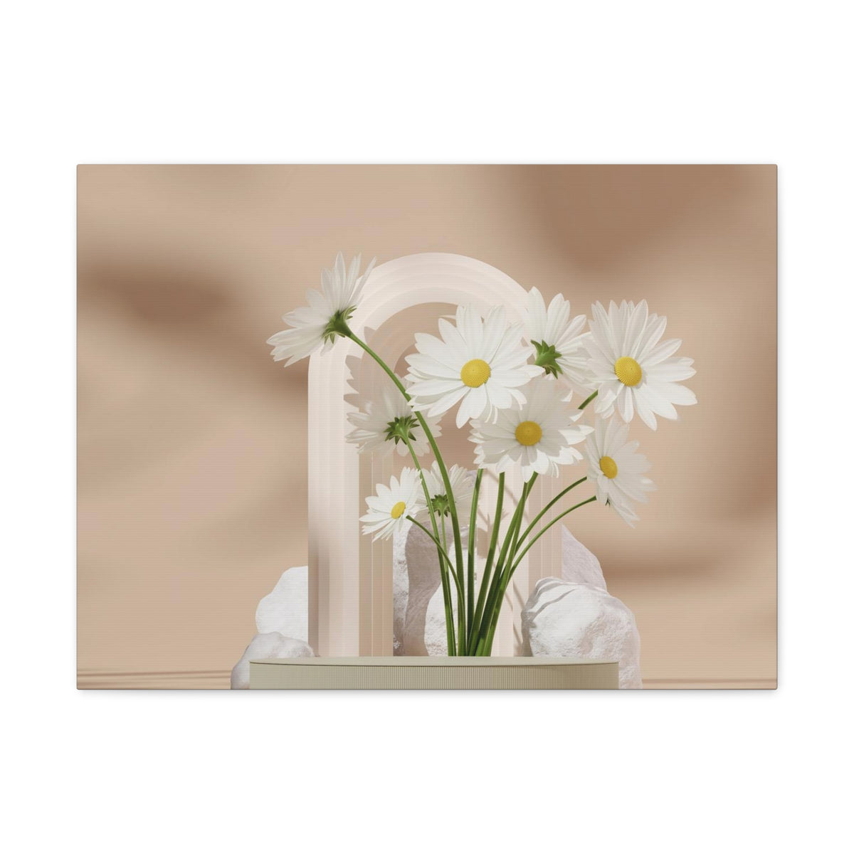 Daisy Flower and White Rocks Flower Canvas Wall Art for Home Decor Ready-to-Hang-Express Your Love Gifts