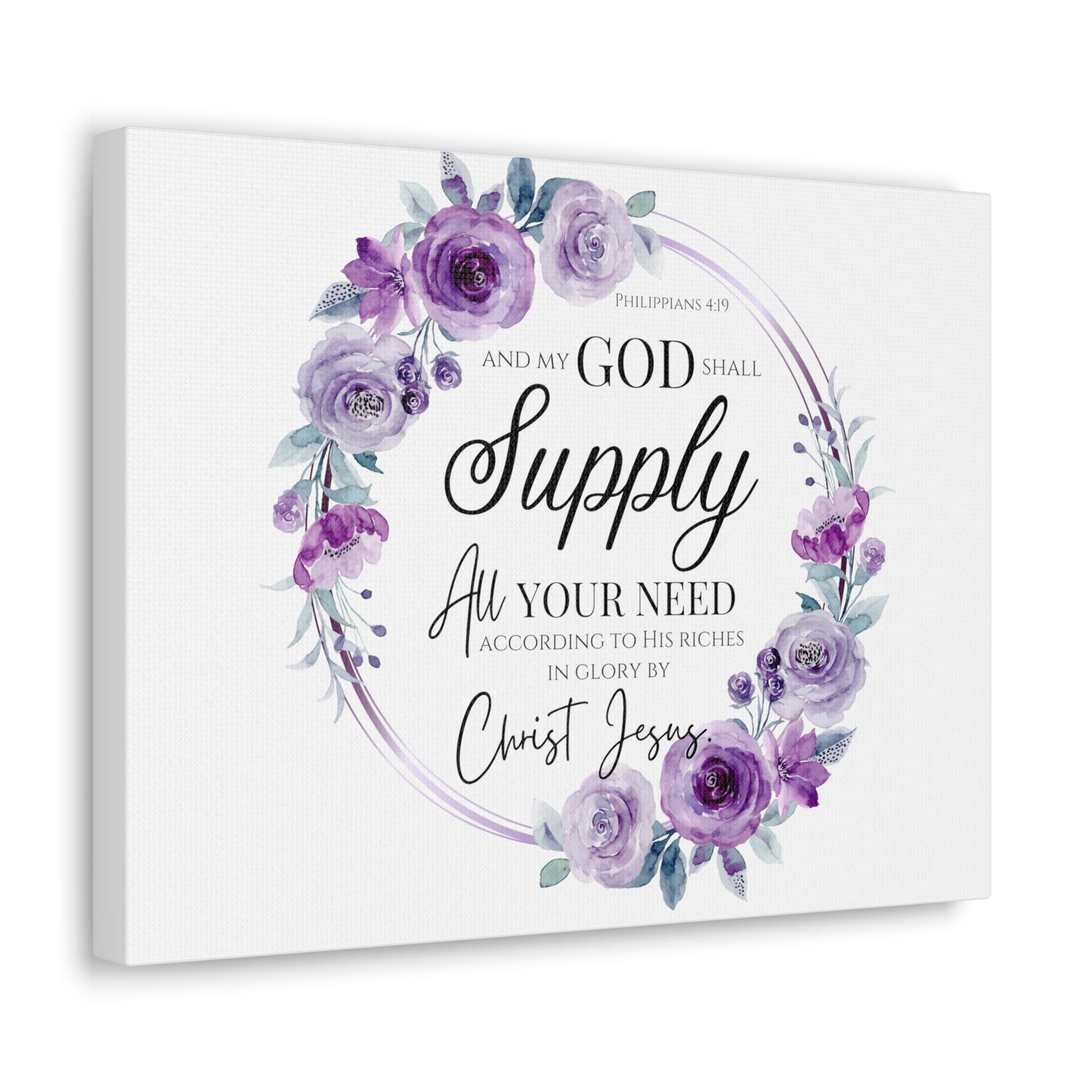 Scripture Walls Philippians 4:19 God Shall Supply Bible Verse Canvas Christian Wall Art Ready to Hang Unframed-Express Your Love Gifts