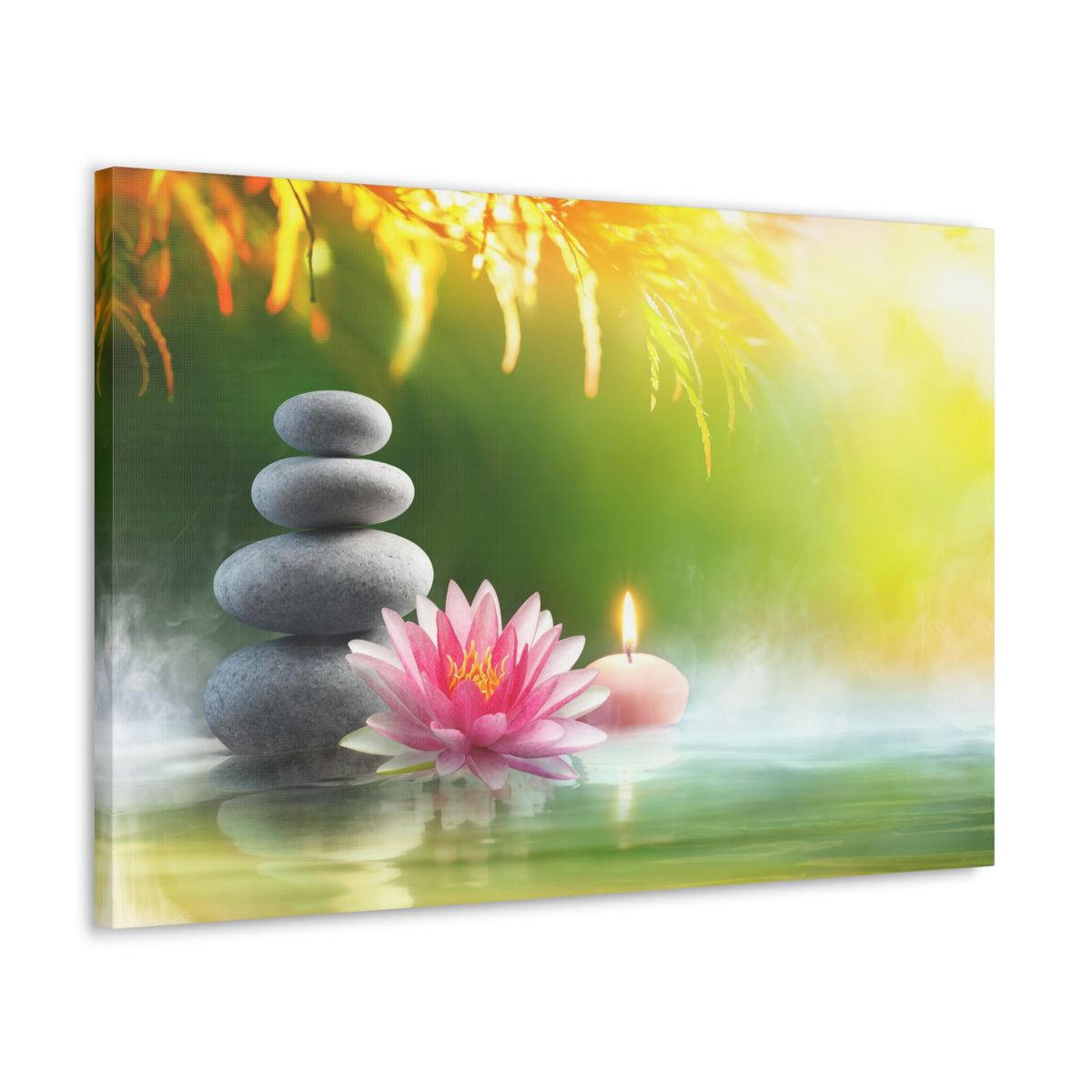 Relaxation with Massage Stones Forest Floral Nature Photography Canvas Wall Art for Home Decor Ready-to-Hang-Express Your Love Gifts