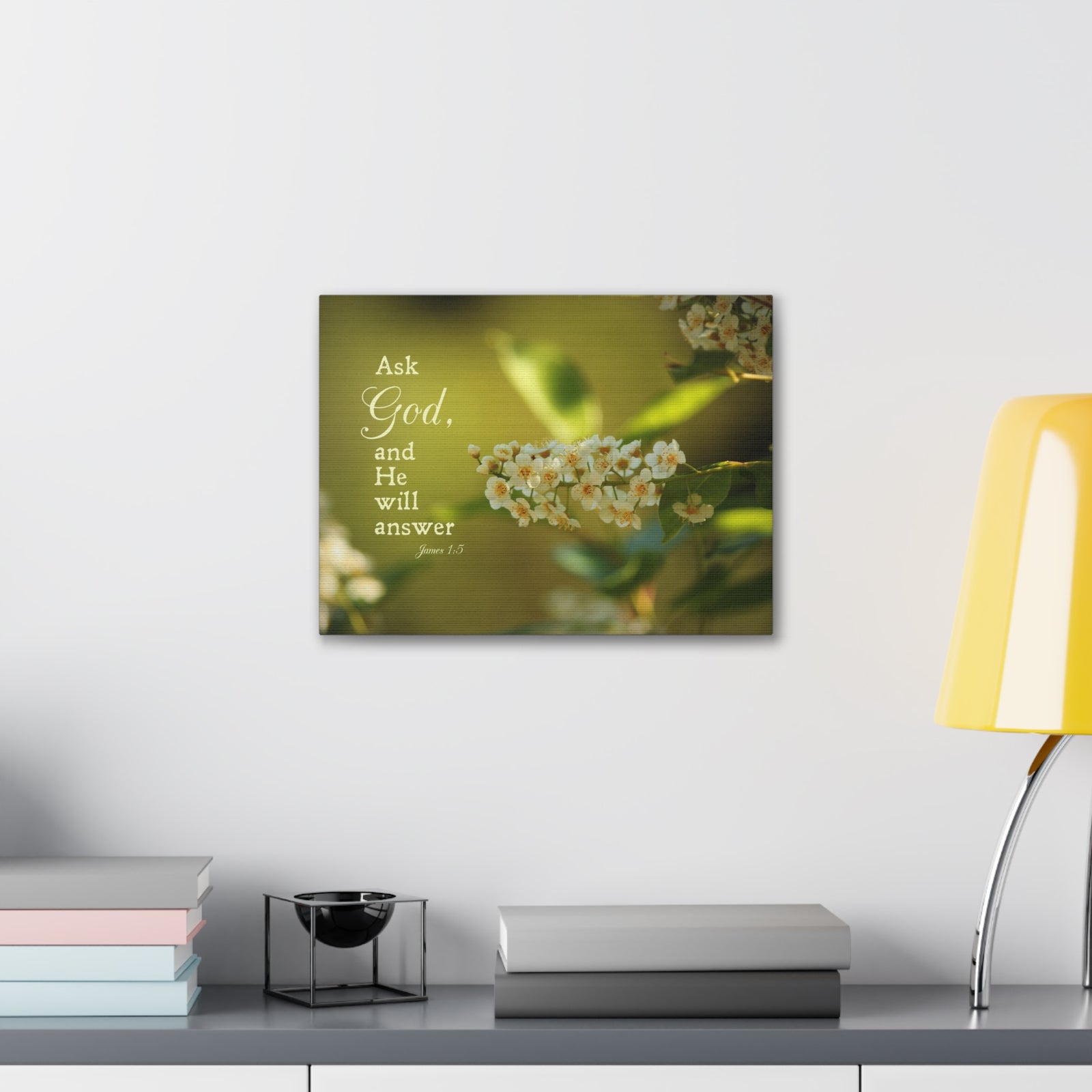 Scripture Canvas He Will Answer James 1:5 Christian Wall Art Bible Verse Print Ready to Hang-Express Your Love Gifts