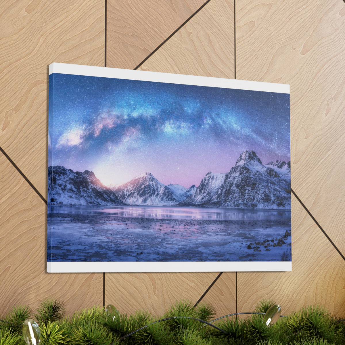 Winter Snow Mountain Lake Nature Wilderness Photography Canvas Wall Art for Home Decor Ready-to-Hang-Express Your Love Gifts