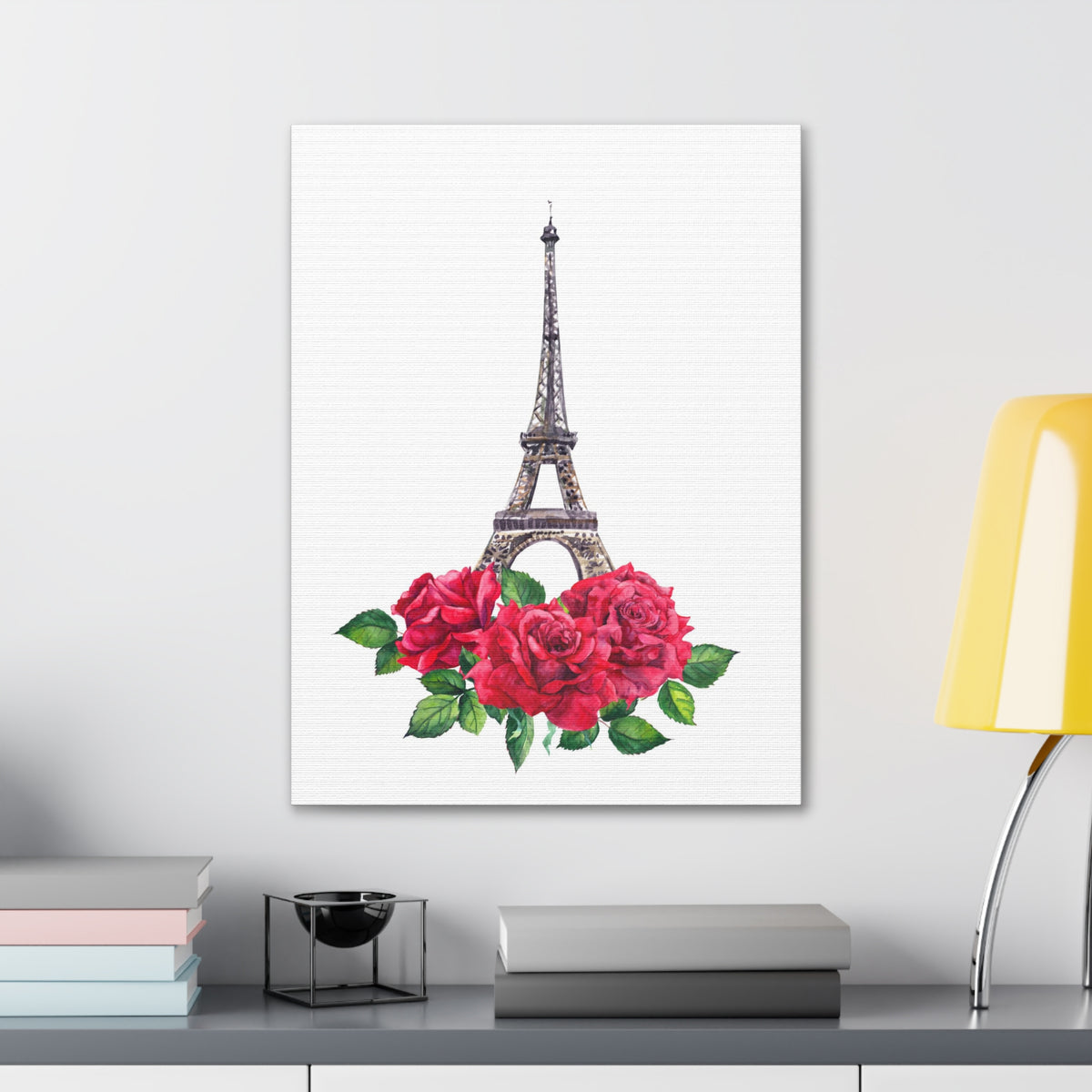 Eiffel Tower Red Rose Paris Illustration France Canvas Artwork High-Quality Breathtaking French City for Home Decor Ready to Hang-Express Your Love Gifts