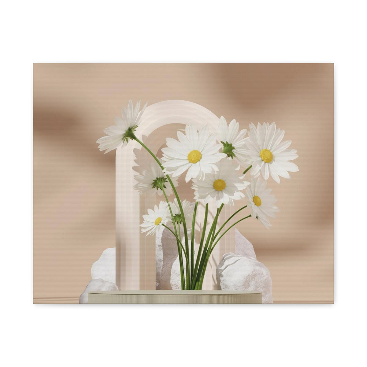 Daisy Flower and White Rocks Flower Canvas Wall Art for Home Decor Ready-to-Hang-Express Your Love Gifts