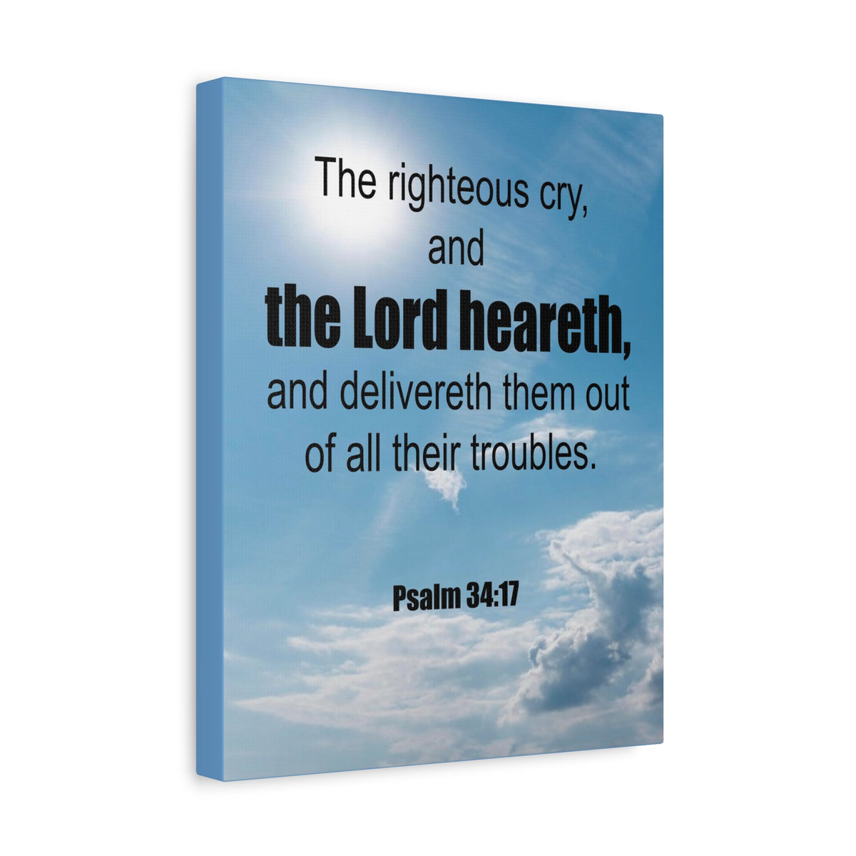 Scripture Walls The Lord Heareth Psalm 34:17 Bible Verse Canvas Christian Wall Art Ready to Hang-Express Your Love Gifts