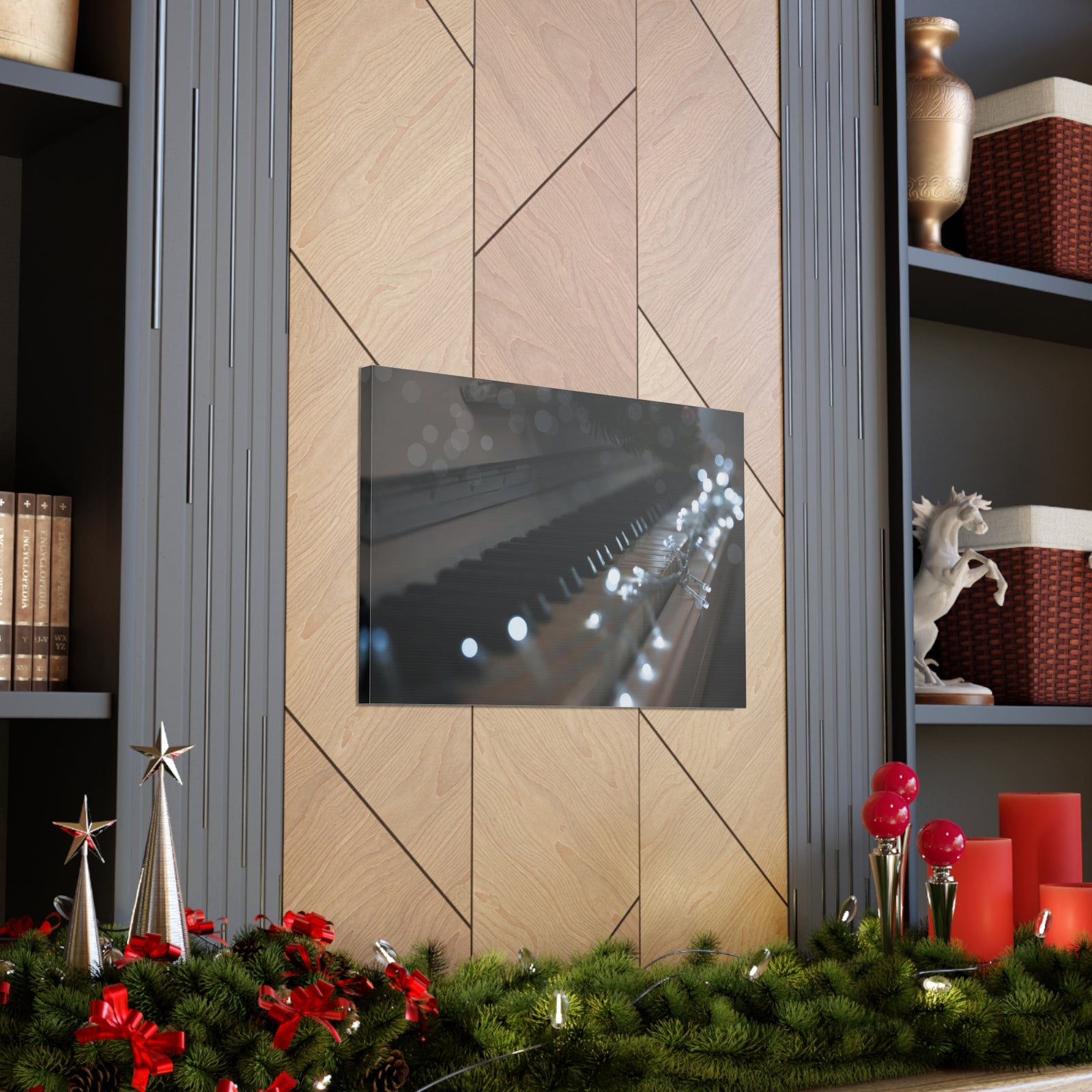 Glowing Fairy Lights on Piano Keys Music Lover's Delight Piano Keyboard Canvas Wall Art for Home Decor Ready-to-Hang-Express Your Love Gifts