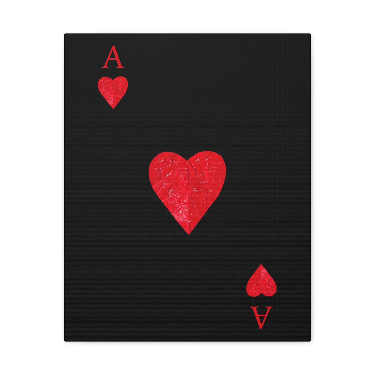 Ace Of Hearts Black Surface Playing Card Canvas Wall Art for Home Decor Ready-to-Hang-Express Your Love Gifts