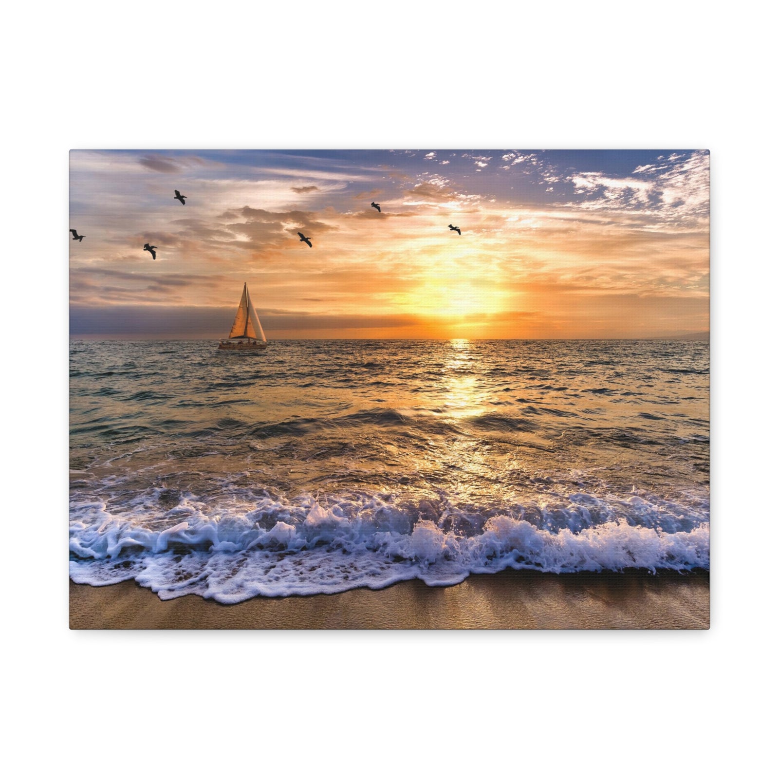 Sailboat Sailing Out To Sea Ocean Canvas Wall Art for Home Decor Ready-to-Hang-Express Your Love Gifts