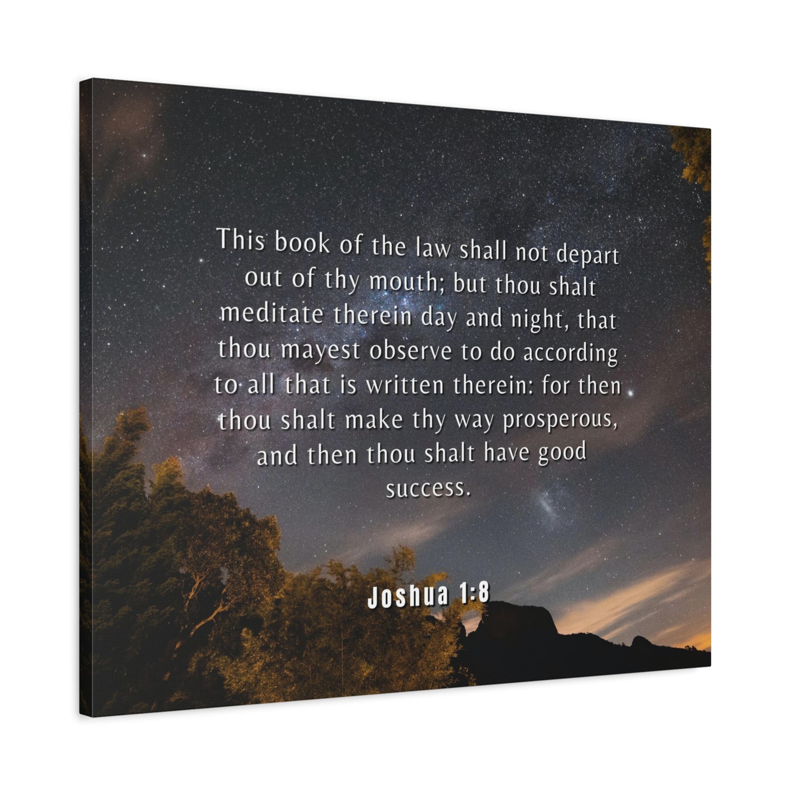 Scripture Canvas Good Success Joshua 1:8 Christian Wall Art Bible Verse Print Ready to Hang