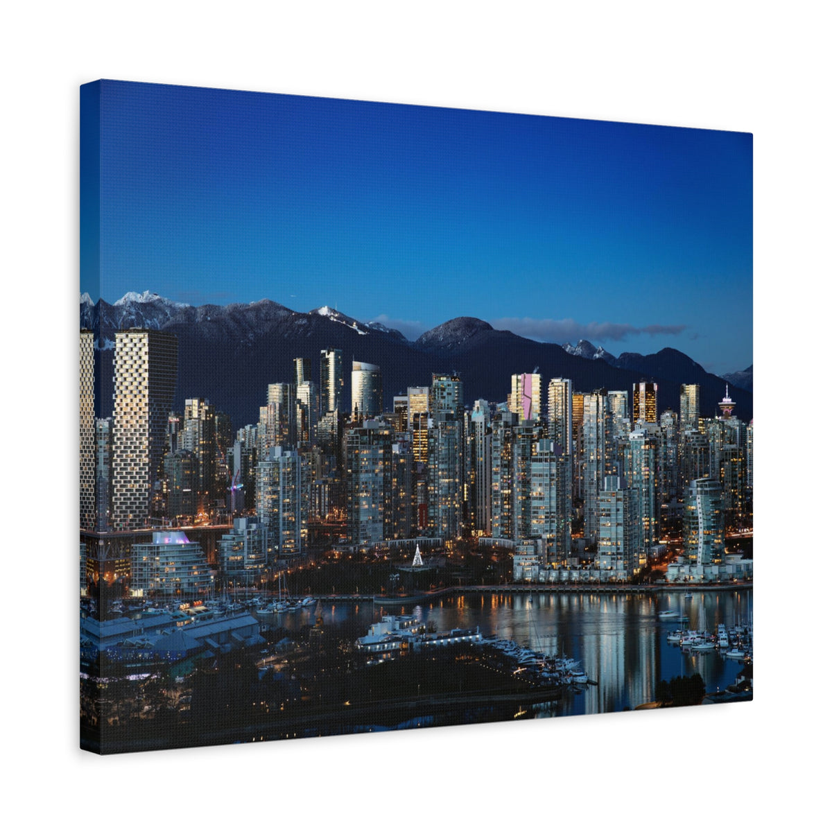 Vancouver Night Skyline Canvas Artwork High-Quality Breathtaking Stunning Cityscape for Home Decor Ready to Hang-Express Your Love Gifts