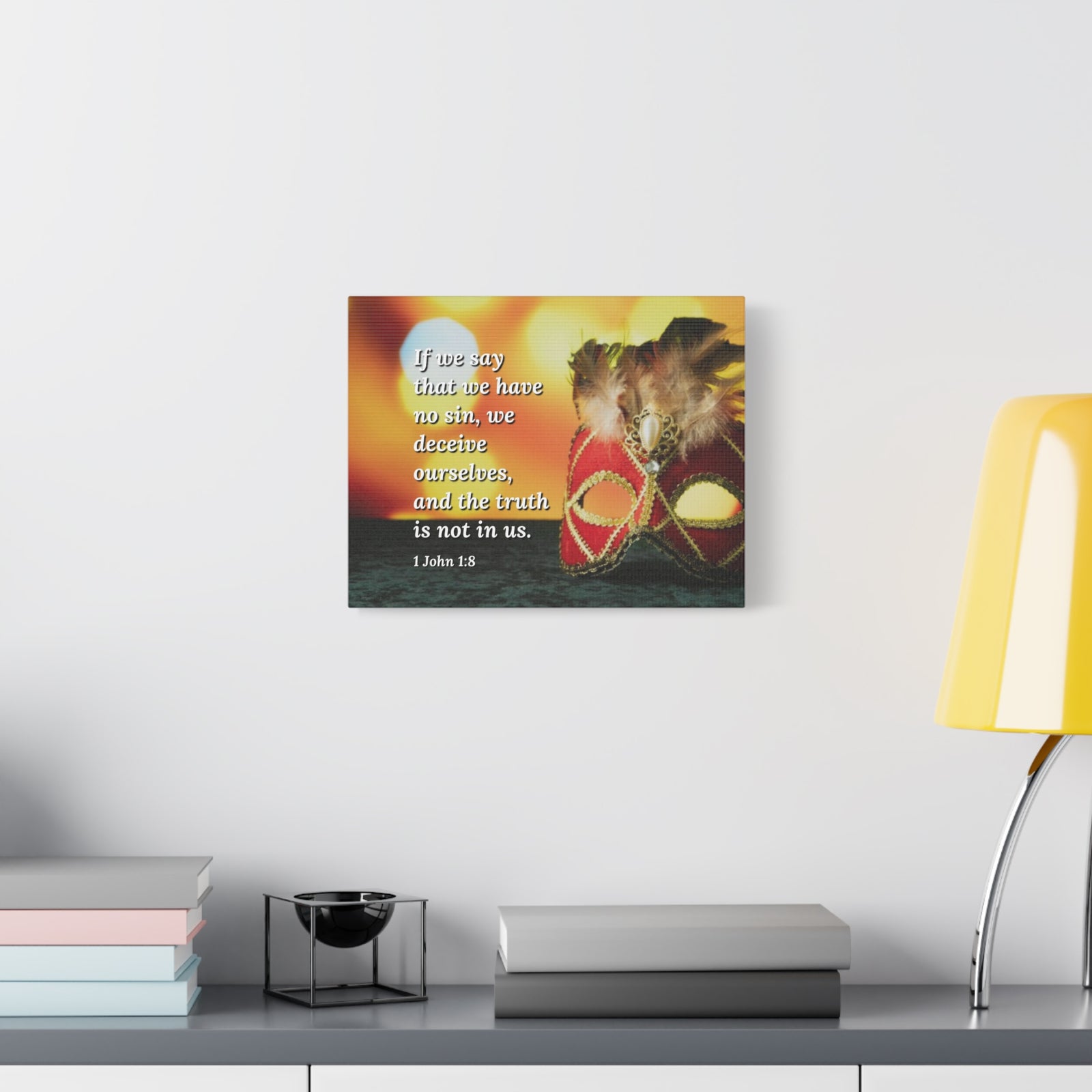 Scripture Canvas The Truth 1 John 1:8 Christian Wall Art Bible Verse Print Ready to Hang-Express Your Love Gifts