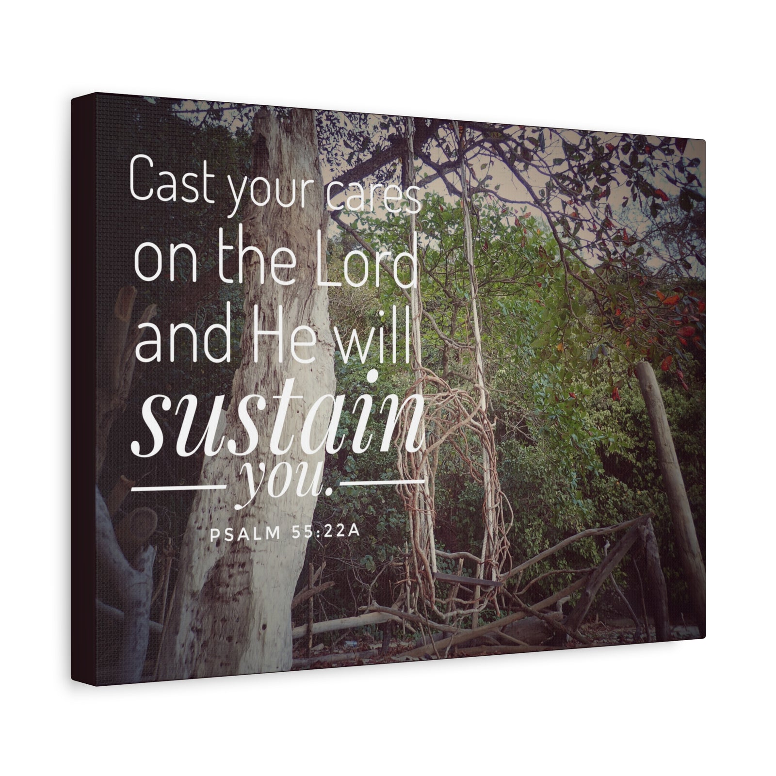 Scripture Walls He Will Sustain You Psalm 55:22 Bible Verse Canvas Christian Wall Art Ready to Hang-Express Your Love Gifts