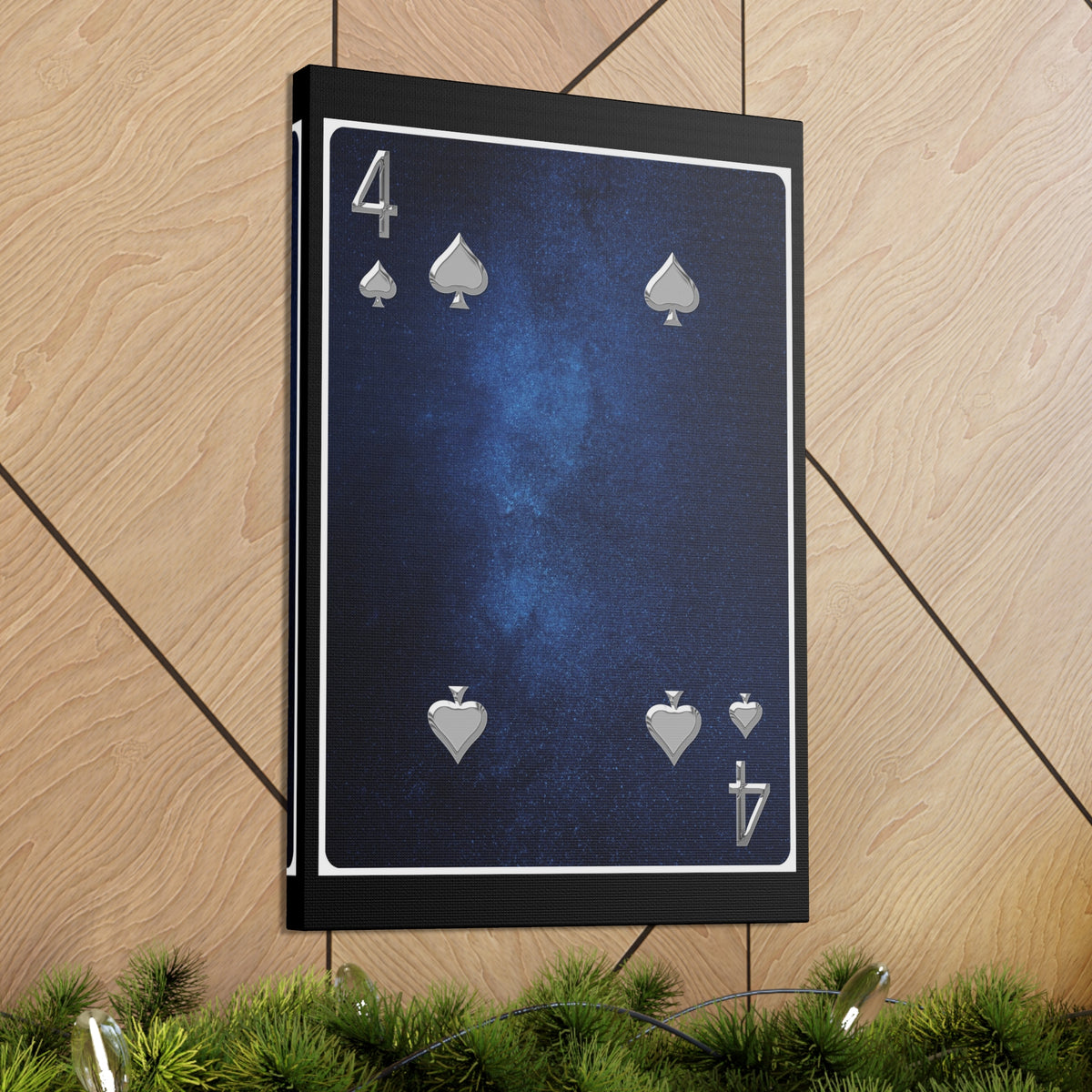 Four Of Spades Space Background Playing Card Canvas Wall Art for Home Decor Ready-to-Hang-Express Your Love Gifts