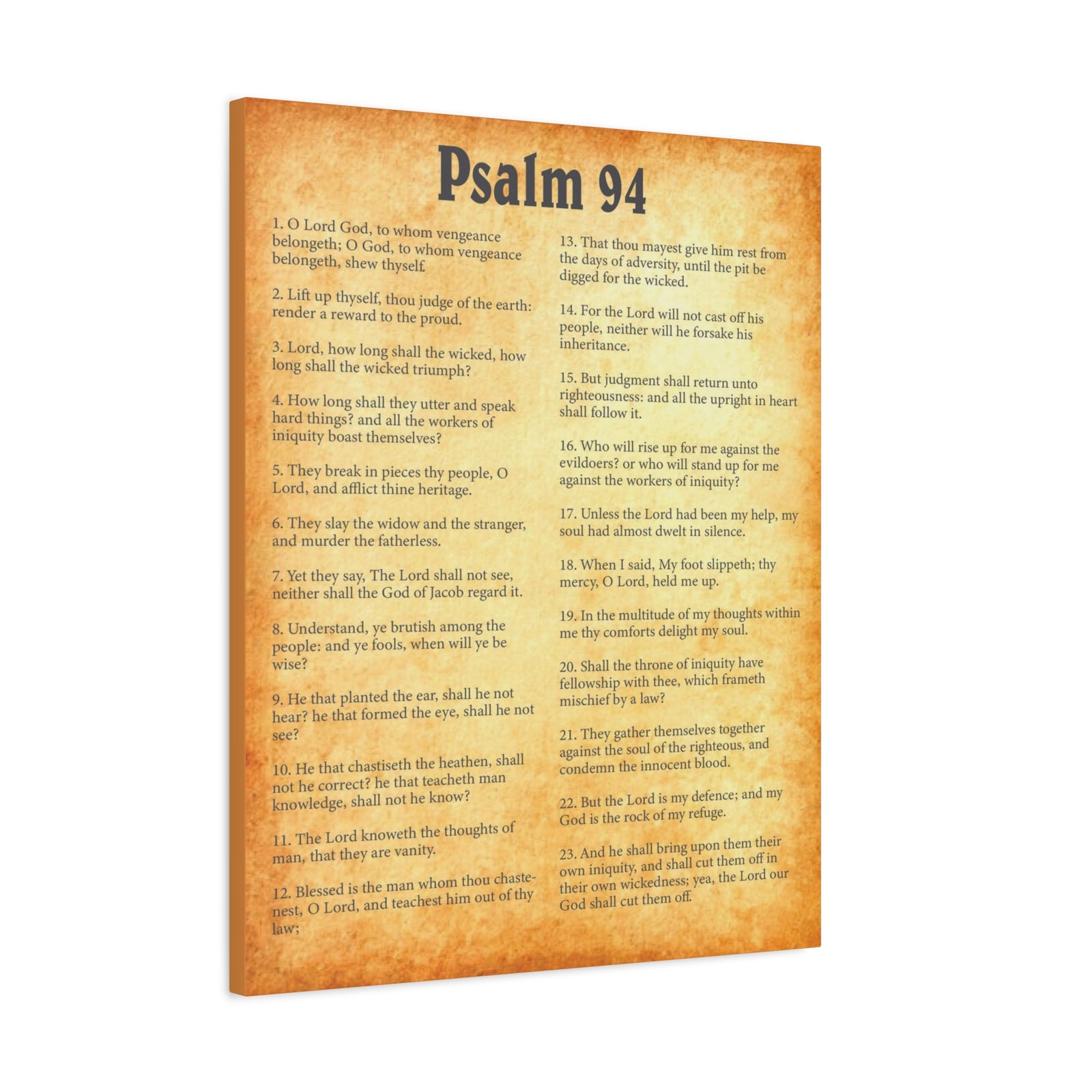 Scripture Walls Psalm 94 Gold Bible Chapter Canvas Christian Wall Art Ready to Hang-Express Your Love Gifts