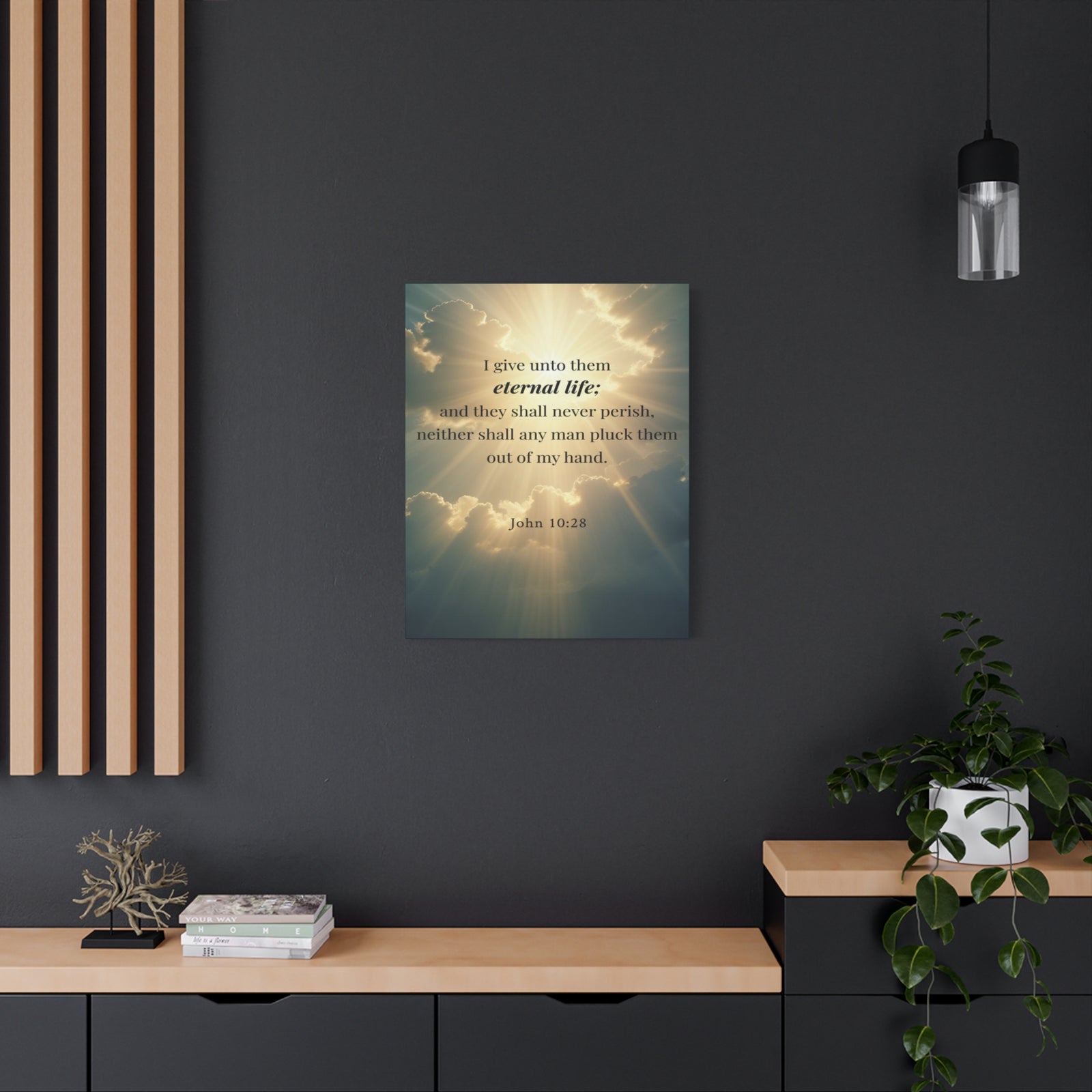 Scripture Walls John 10:28 Eternal Assurance Bible Verse Canvas Christian Wall Art Ready to Hang Unframed-Express Your Love Gifts