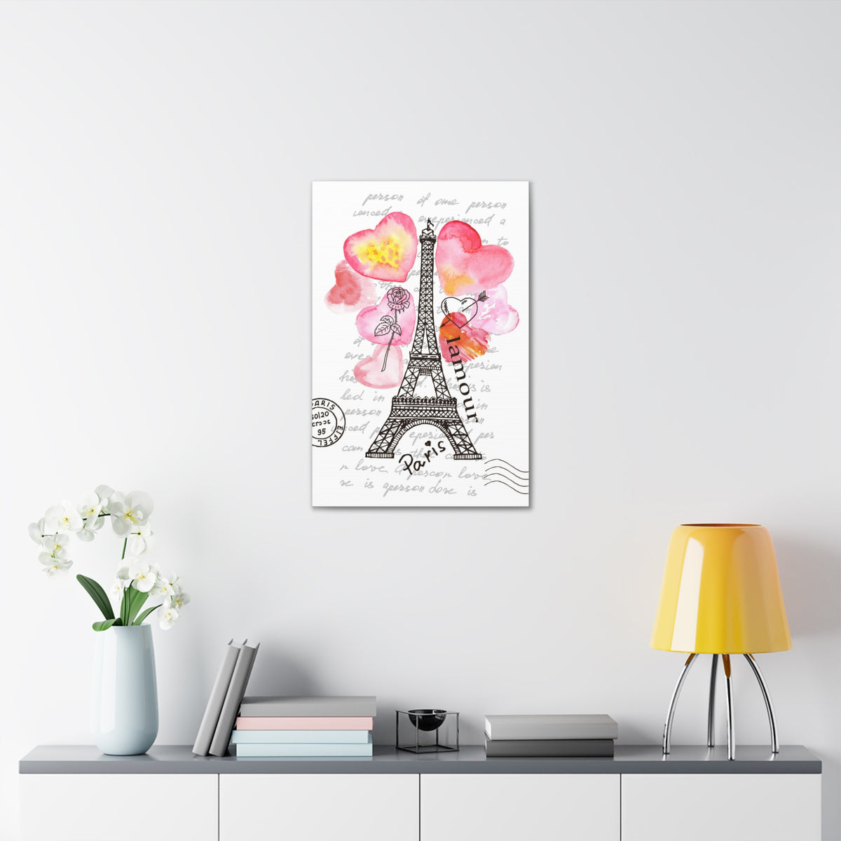 Pink Heart Eiffel Tower Paris France Canvas Artwork High-Quality Breathtaking French City for Home Decor Ready to Hang-Express Your Love Gifts