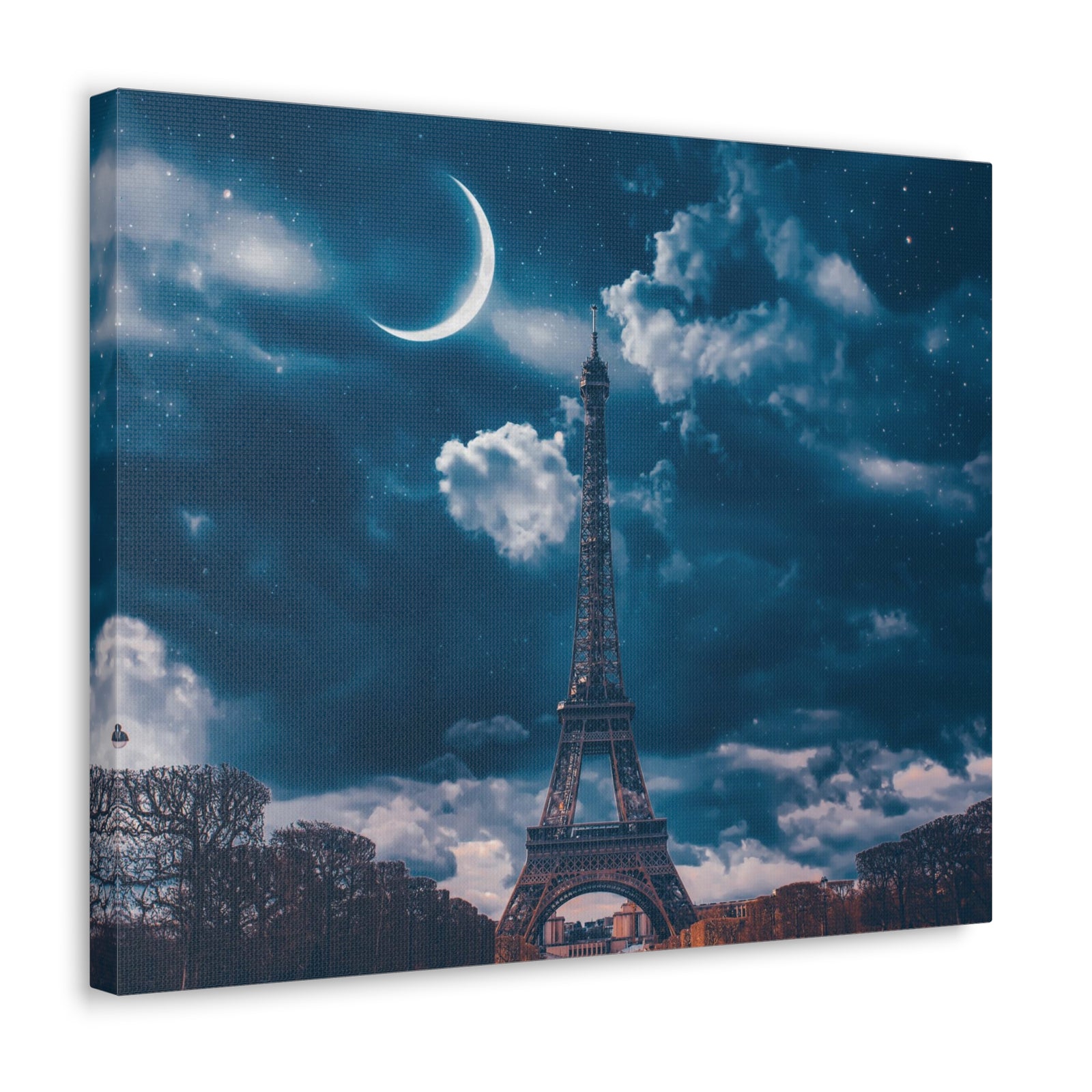 Paris Eiffel Tower Moon France Canvas Artwork High-Quality Breathtaking French City for Home Decor Ready to Hang-Express Your Love Gifts