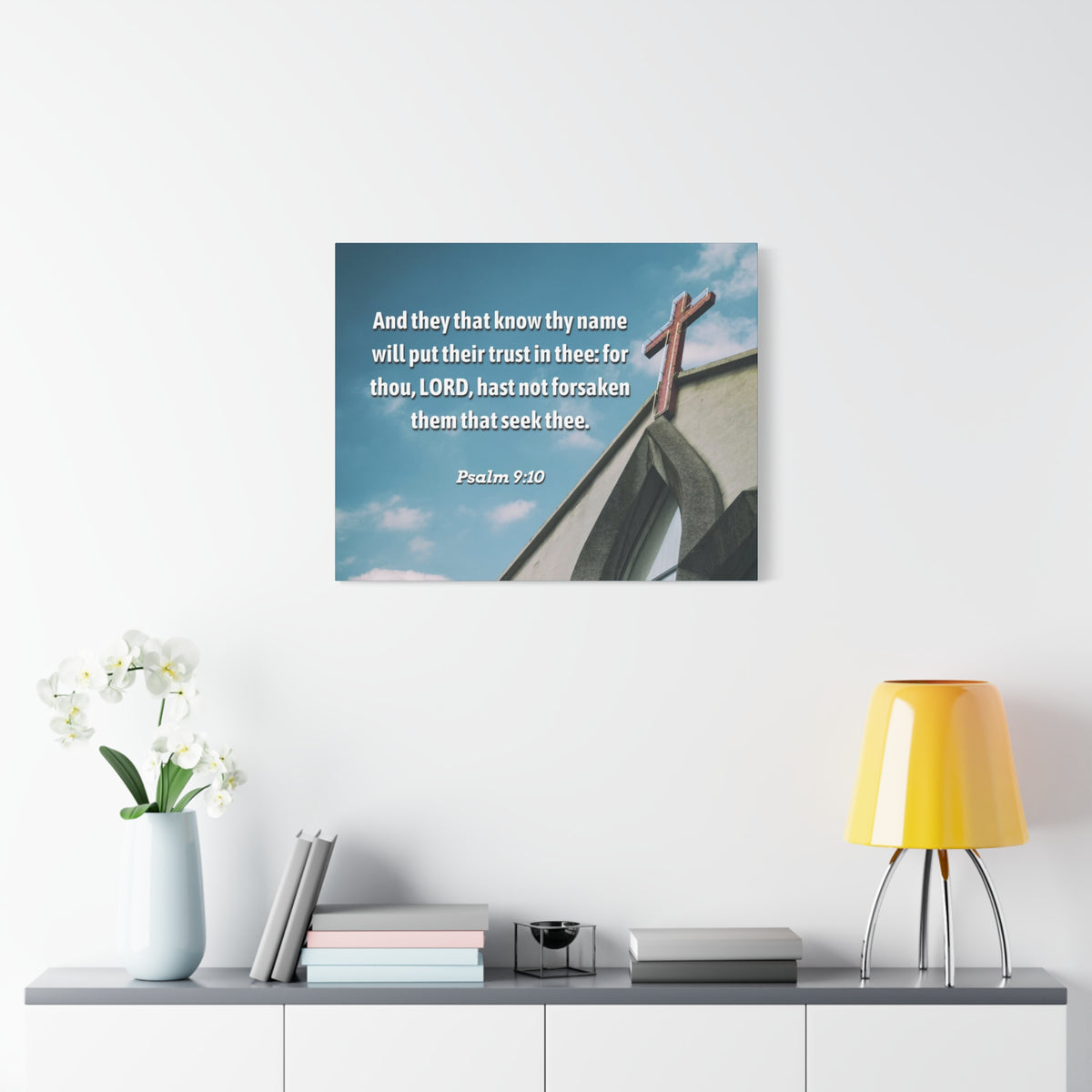 Scripture Canvas Trust In Thee Psalms 9:10 Christian Wall Art Bible Verse Print Ready to Hang-Express Your Love Gifts