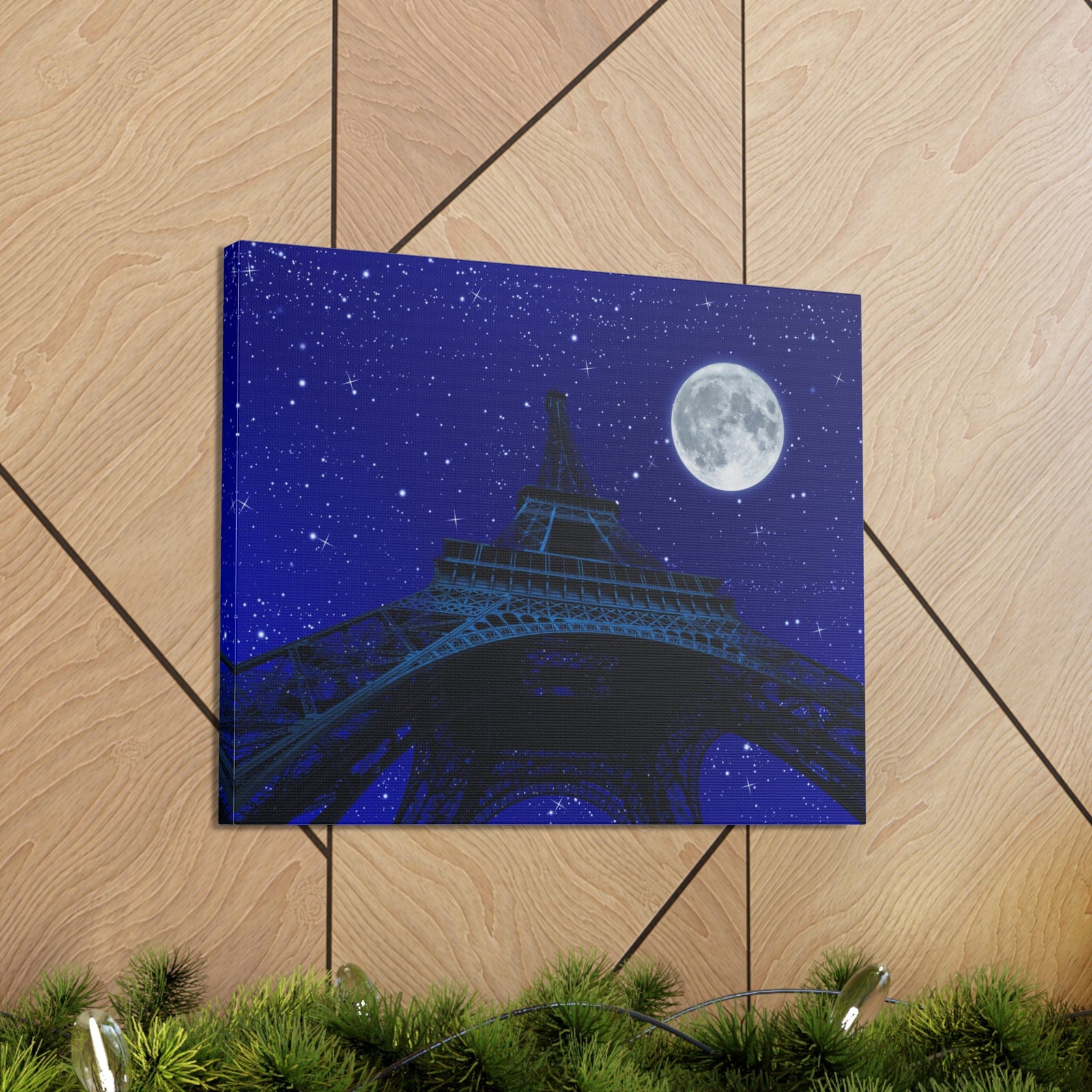 Paris Under Moonlight France Canvas Artwork High-Quality Breathtaking French City for Home Decor Ready to Hang-Express Your Love Gifts