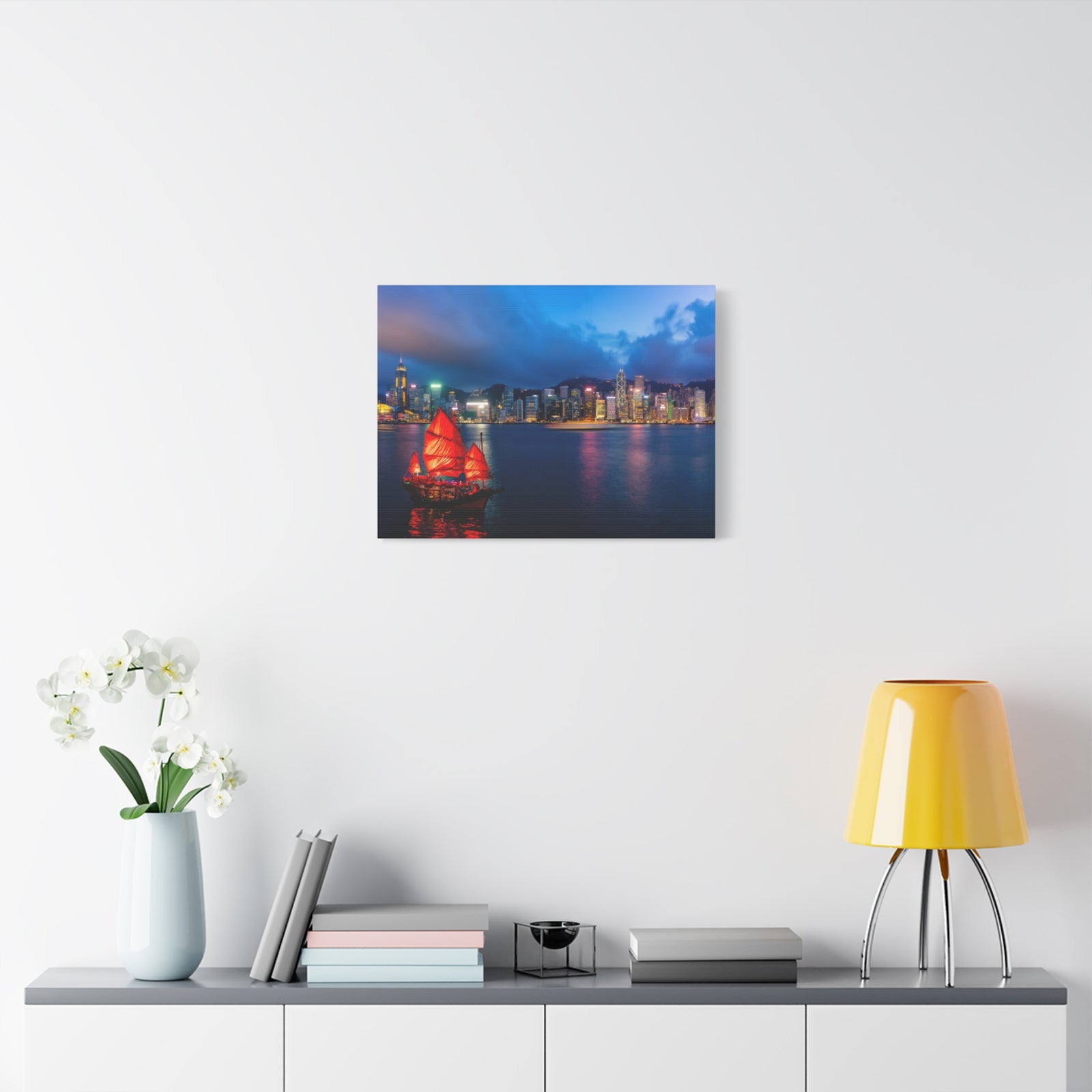 Hong Kong Night Skyline Canvas Artwork High-Quality Breathtaking Stunning Cityscape for Home Decor Ready to Hang-Express Your Love Gifts