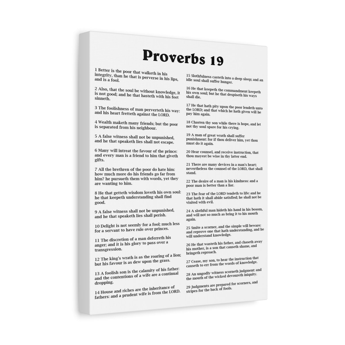 Scripture Walls Proverbs Chapter 19 White Bible Canvas Christian Wall Art Ready to Hang Unframed-Express Your Love Gifts