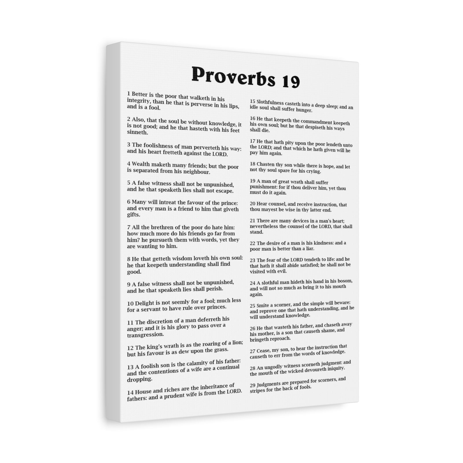 Scripture Walls Proverbs Chapter 19 White Bible Canvas Christian Wall Art Ready to Hang Unframed-Express Your Love Gifts