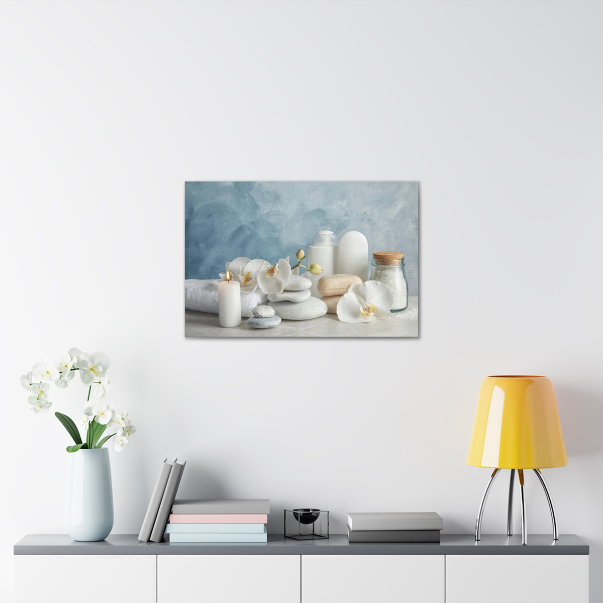 Stones on Light Table Forest Floral Nature Photography Canvas Wall Art for Home Decor Ready-to-Hang-Express Your Love Gifts