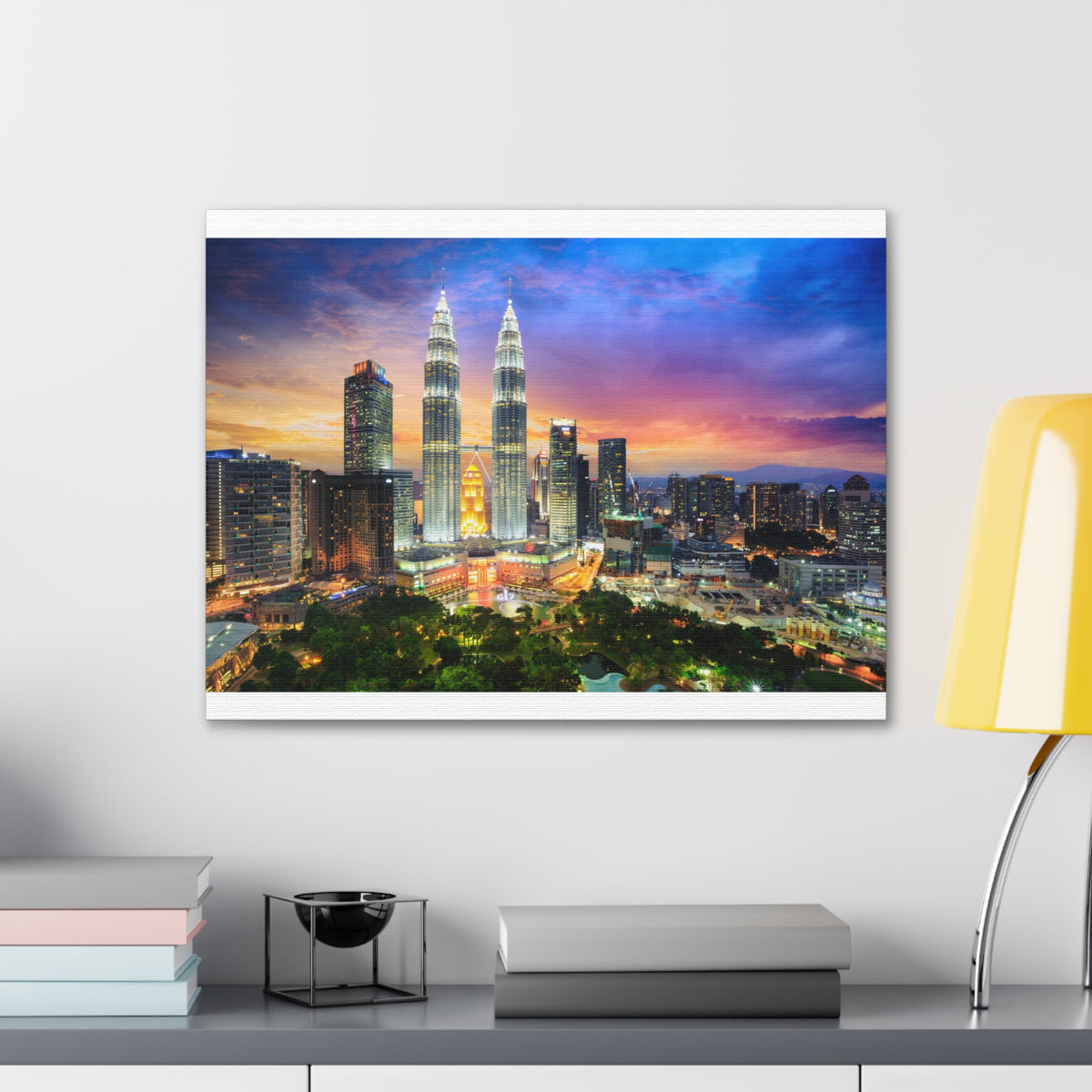 Kuala Lumpur Night Skyline Canvas Artwork High-Quality Breathtaking Stunning Cityscape for Home Decor Ready to Hang-Express Your Love Gifts