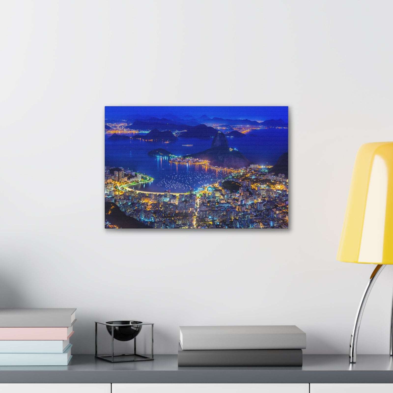 Rio de Janeiro Night Skyline Canvas Artwork High-Quality Breathtaking Stunning Cityscape for Home Decor Ready to Hang-Express Your Love Gifts