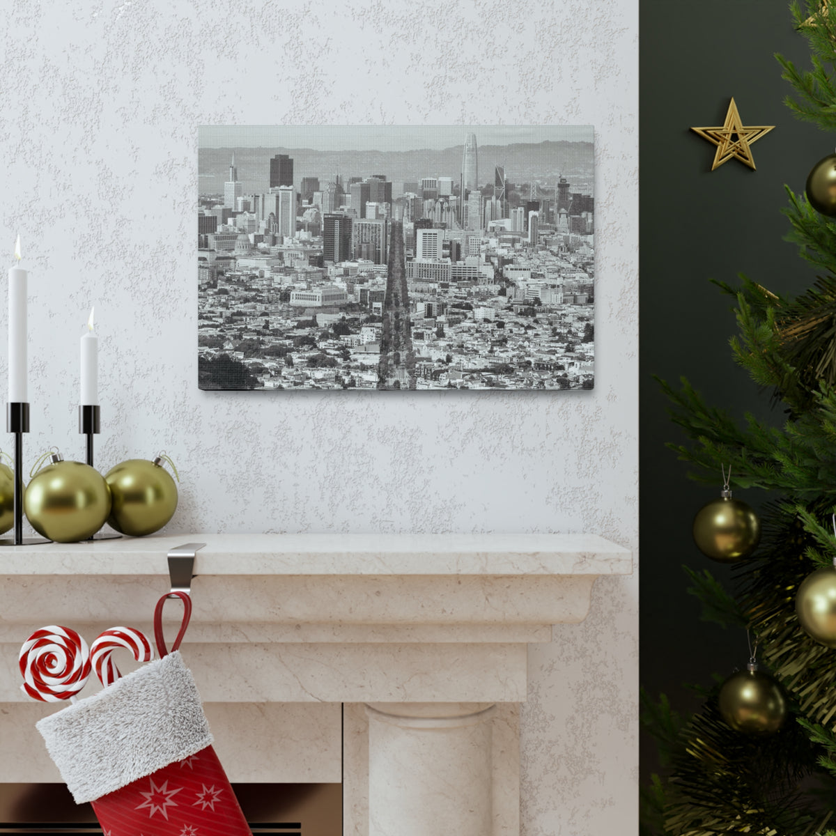 San Francisco Black And White Skyline Canvas Artwork High-Quality Breathtaking Stunning Cityscape for Home Decor Ready to Hang-Express Your Love Gifts