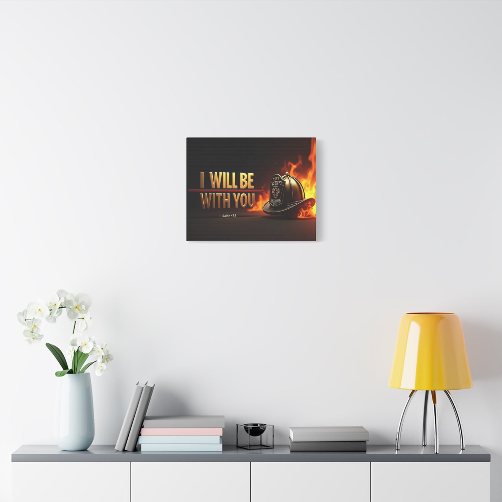 Scripture Walls Isaiah 43:2 Firefighter I Will Be With You Bible Verse Canvas Christian Wall Art Ready to Hang Unframed-Express Your Love Gifts