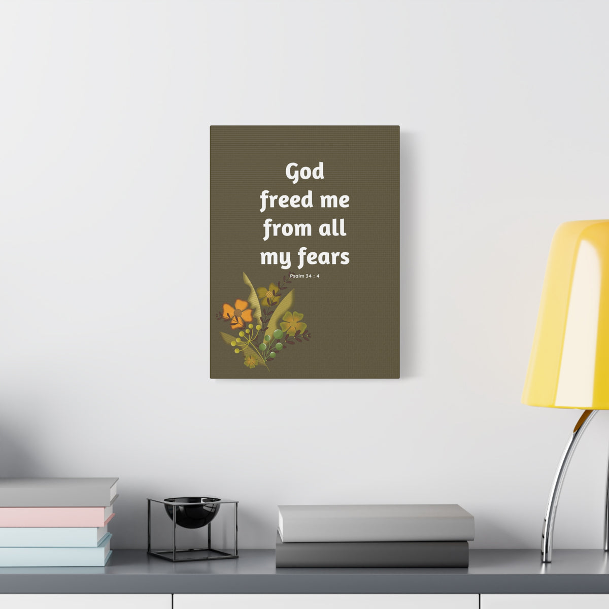 Scripture Canvas God Freed Me Psalm 34:4 Christian Wall Art Bible Verse Print Ready to Hang-Express Your Love Gifts
