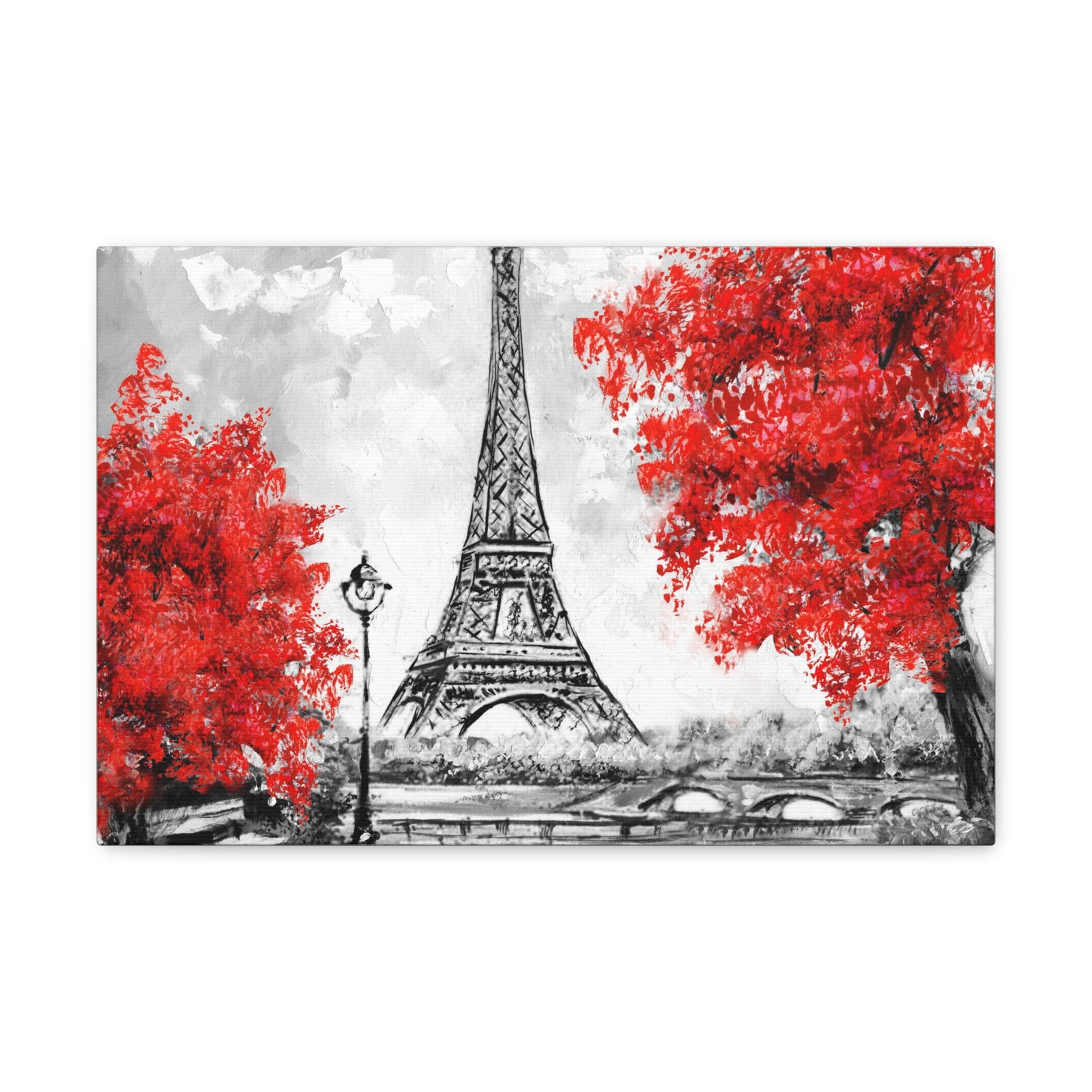Paris Red Tree Eiffel Tower France Canvas Artwork High-Quality Breathtaking French City for Home Decor Ready to Hang-Express Your Love Gifts