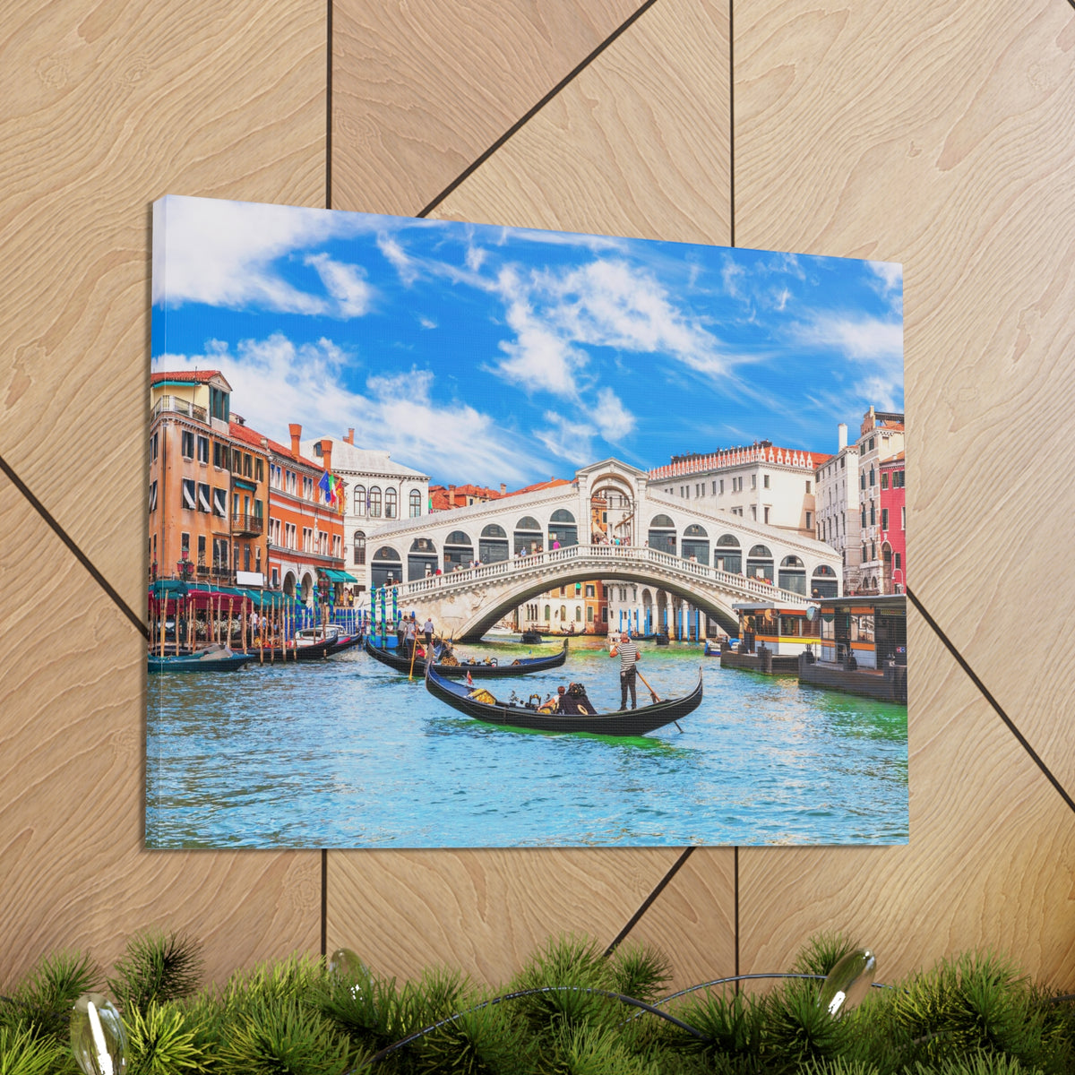 Rialto Bridge Venice Modern Multicolor Scenic Nature Photography Canvas Home Office Decor Ready to Hang-Express Your Love Gifts